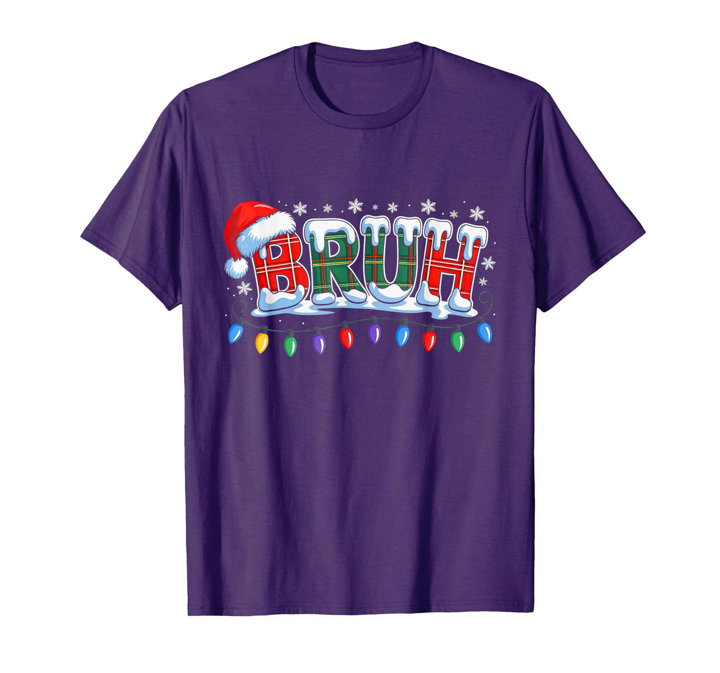 Bruh Funny Christmas Buffalo Plaid Xmas Boys Kids Pajamas T-Shirt