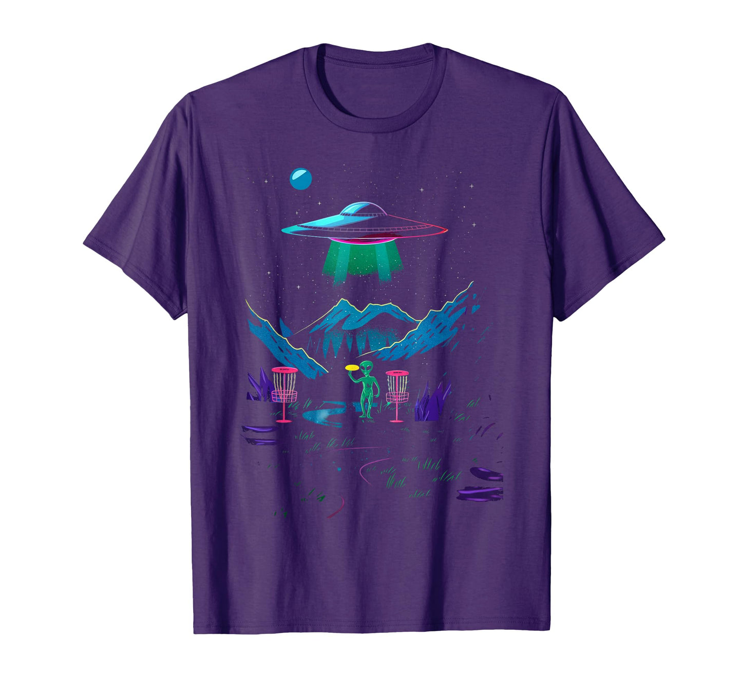 Funny Disc Golf Design For Men Women Disc Golf Alien Golfer T-Shirt
