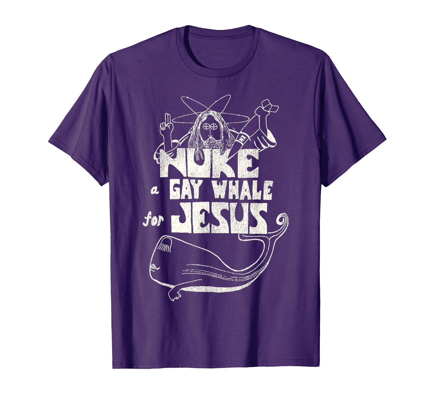 Nuke a Gay Whale For Jesus Funny Vintage 80s Social Advocacy T-Shirt