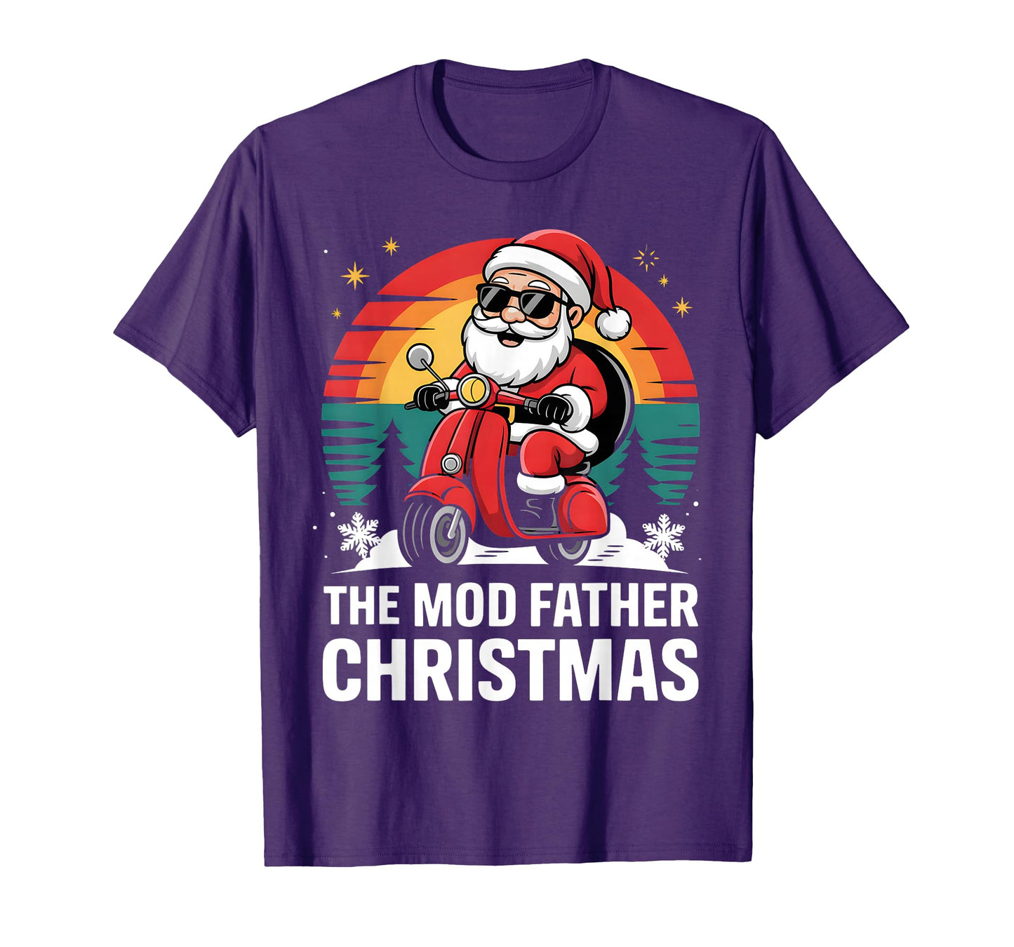 Funny Santa On A Scooter for Mods The Mod Father Christmas T-Shirt