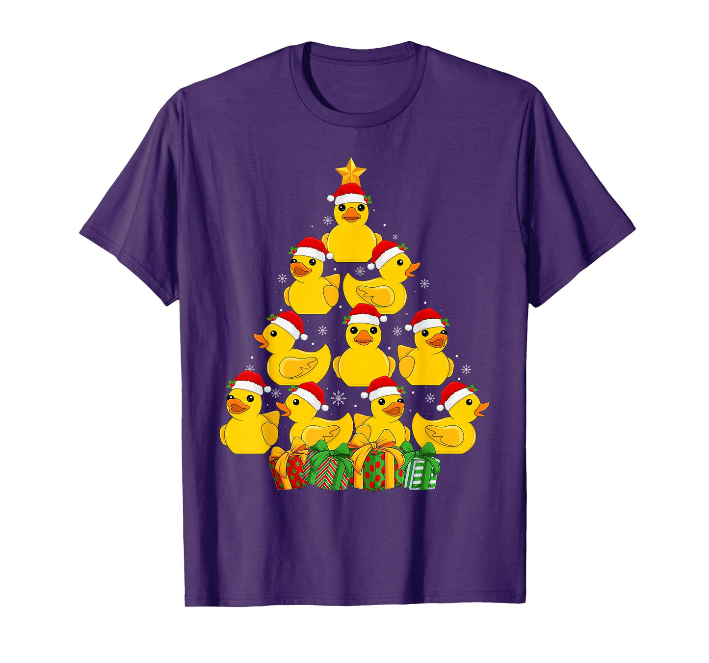 Xmas Decoration Santa Hat Funny Rubber Duck Christmas Tree T-Shirt