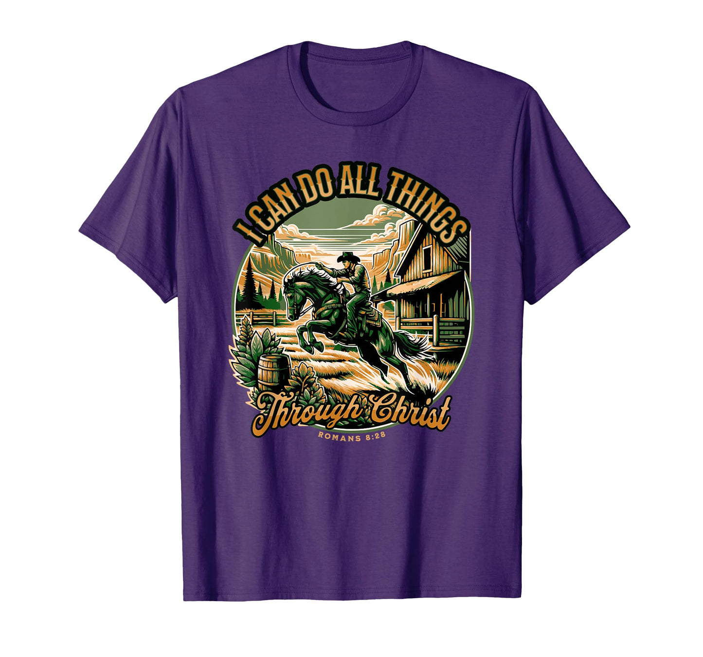 Cowboy Bible Scripture Verse Western Jesus For Mens Faith T-Shirt