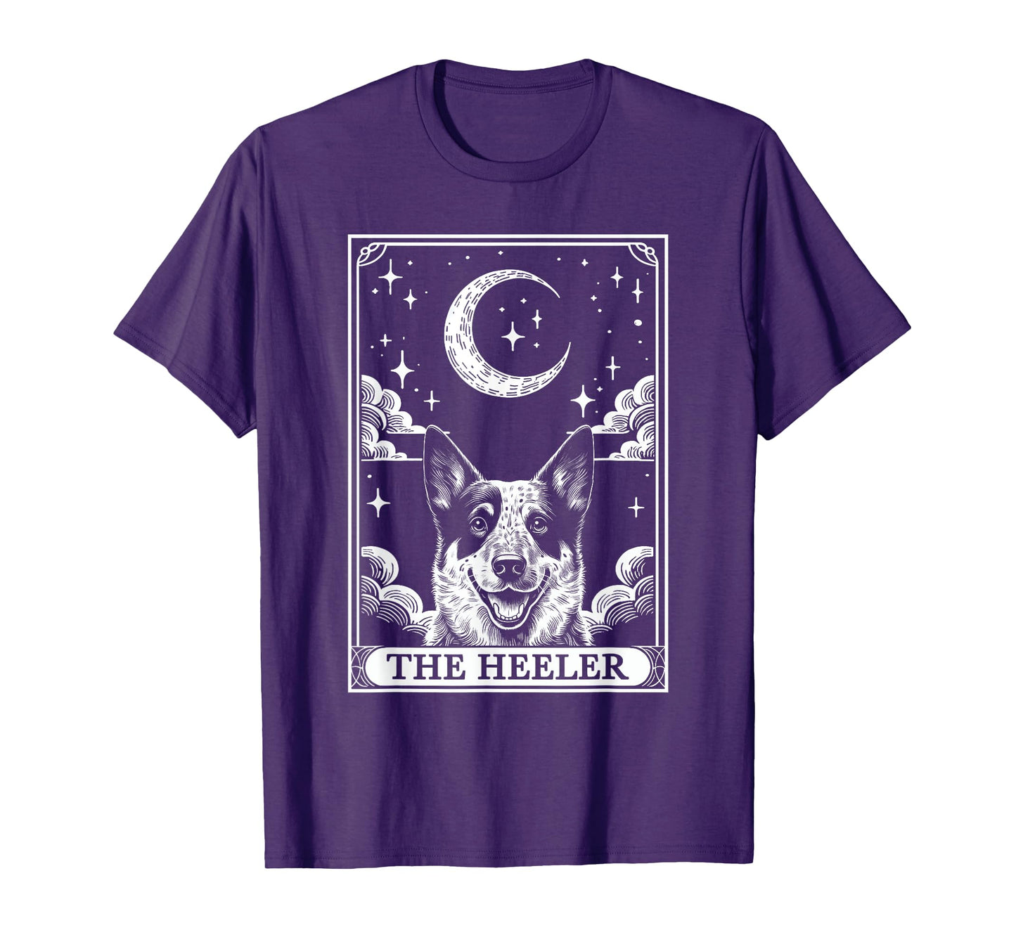 Tarot Card Vintage Crescent Moon Australian Cattle Dog Mom Men Women Kids T-Shirt