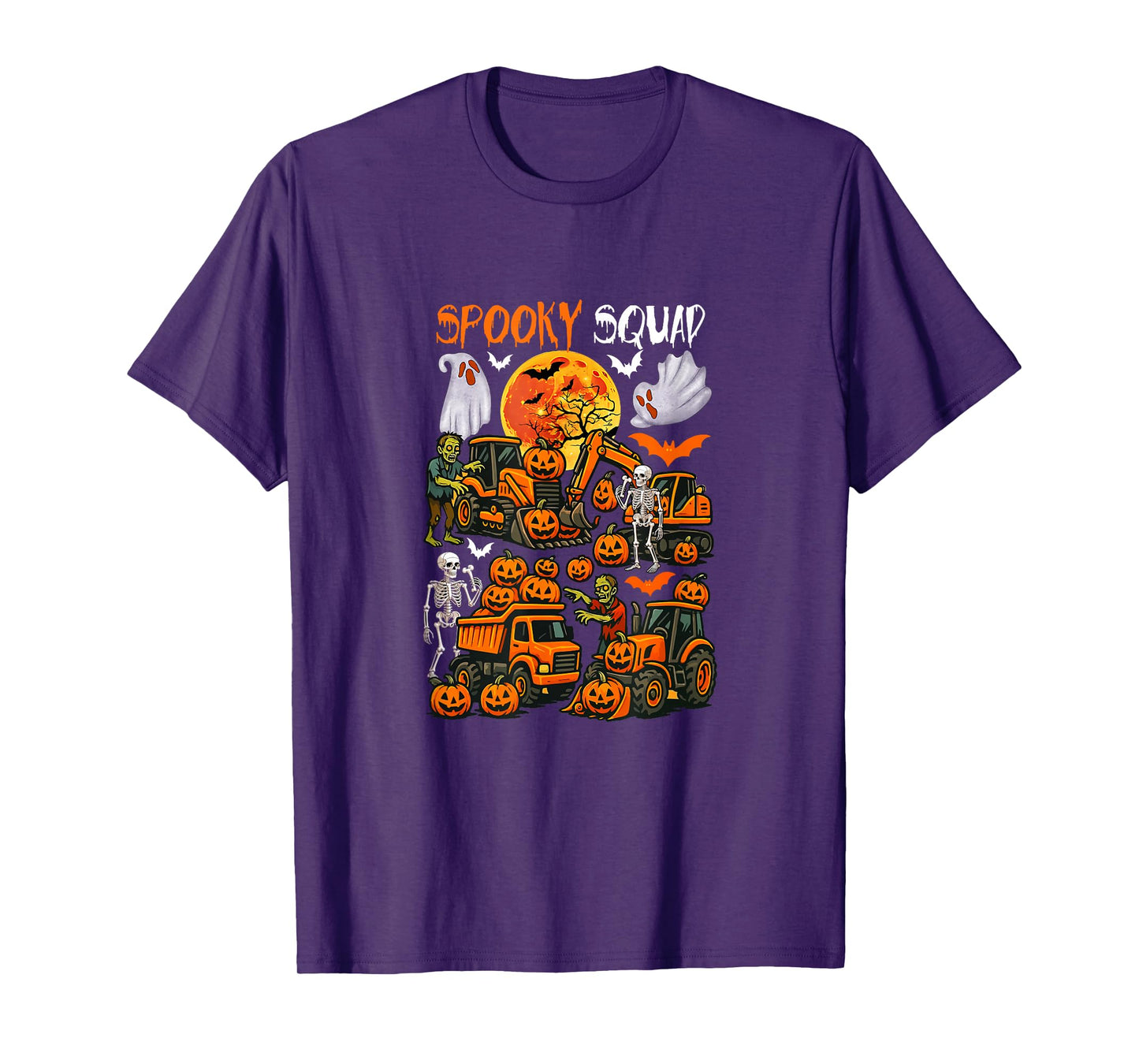 Spooky Halloween Squad Horror Construction Trucks Excavators T-Shirt