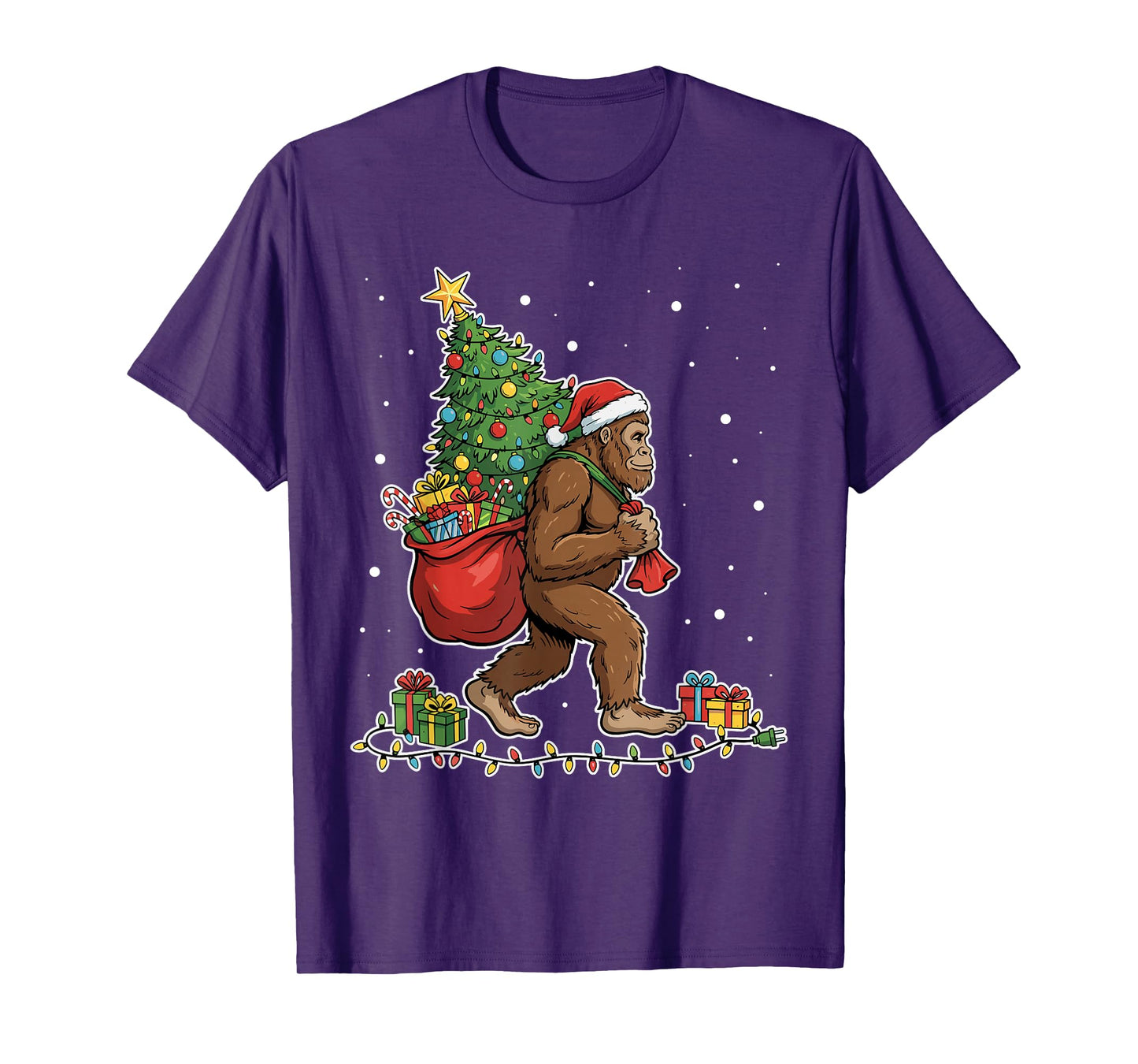 Bigfoot Sasquatch Christmas Tree Family Winter Holiday T-Shirt