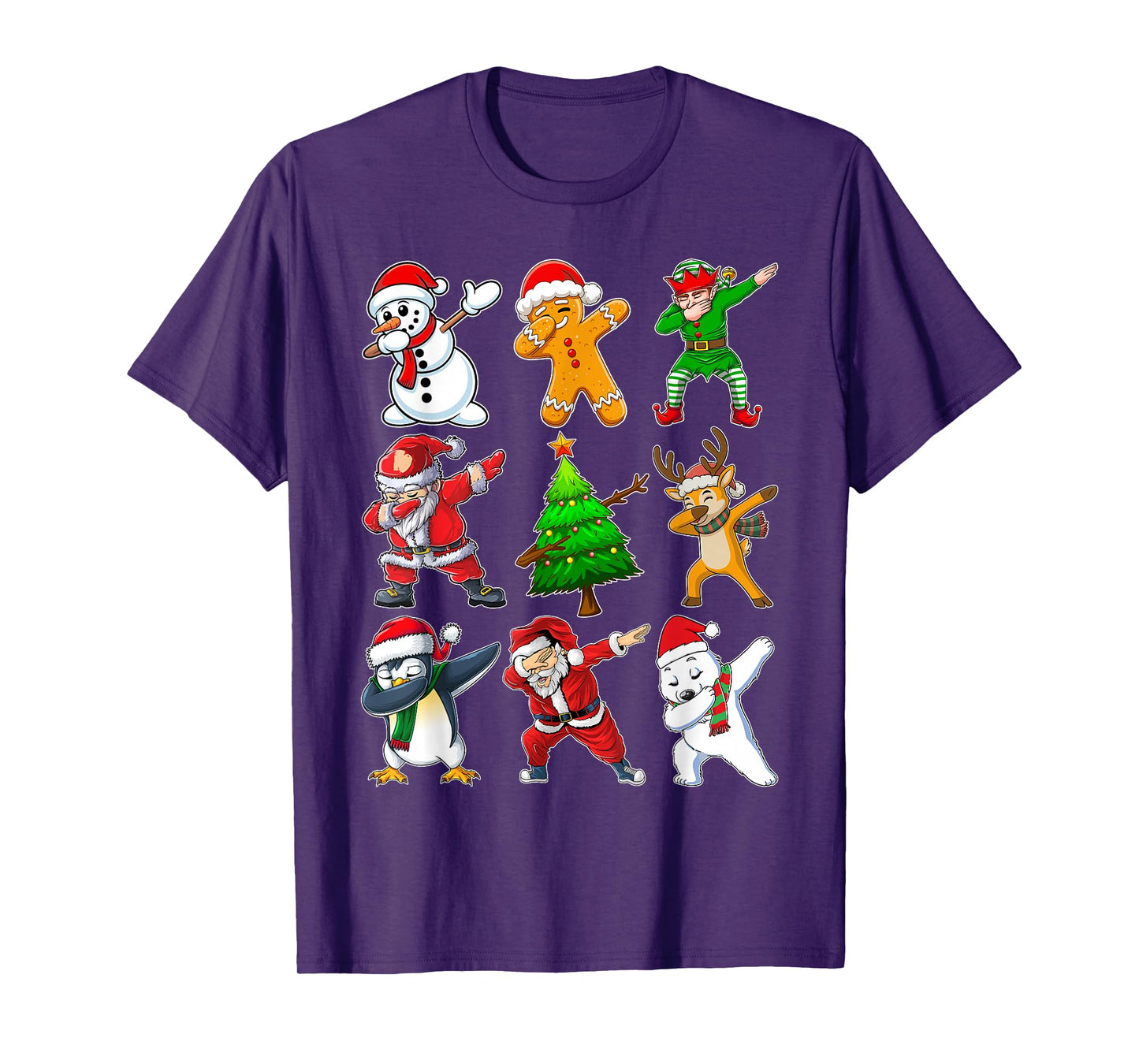 Dabbing Xmas Tree Lights Santa Hat Reindeer Christmas Party T-Shirt