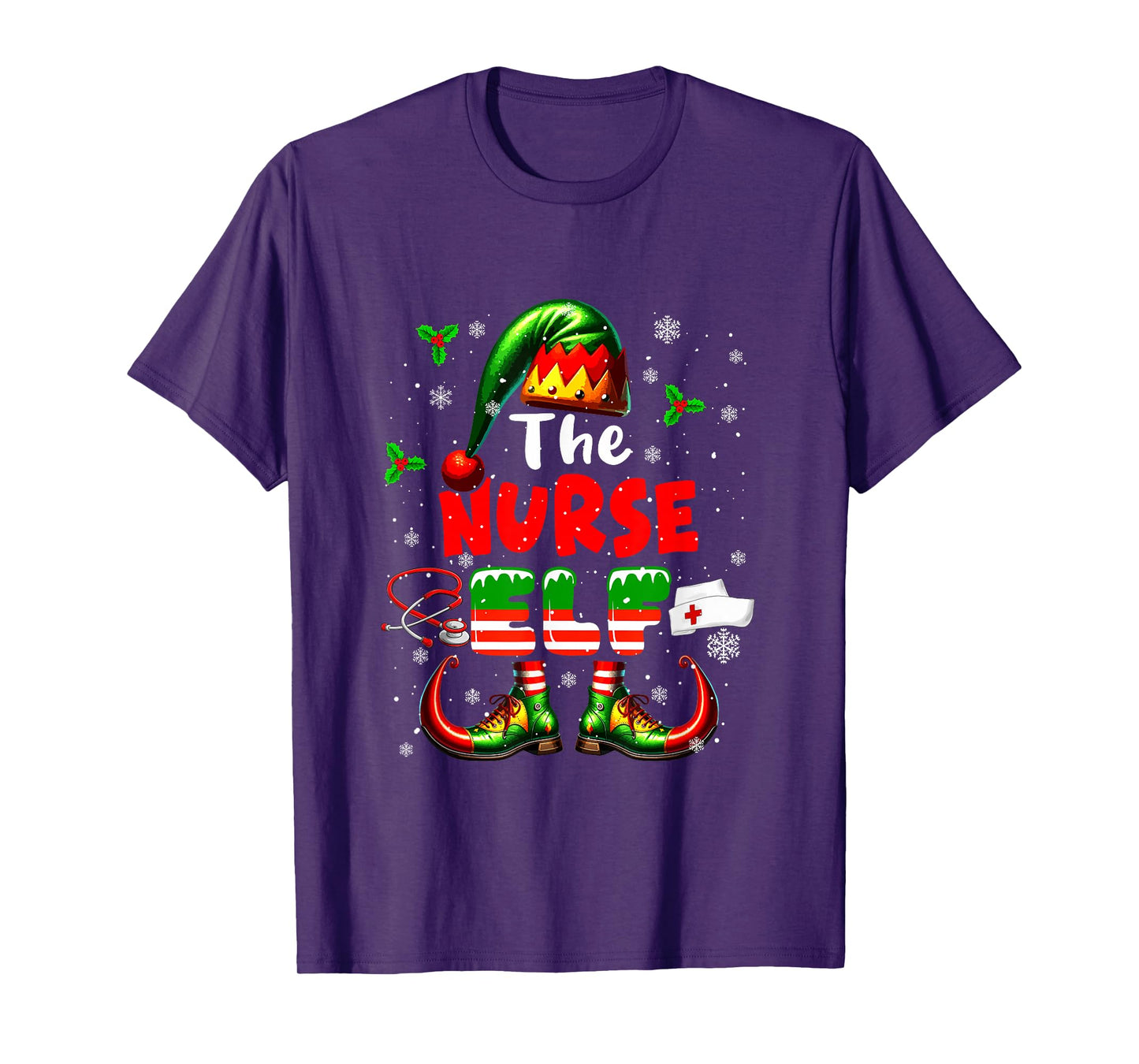 The Nurse Elf Christmas Funny Job Team Matching Parties T-Shirt