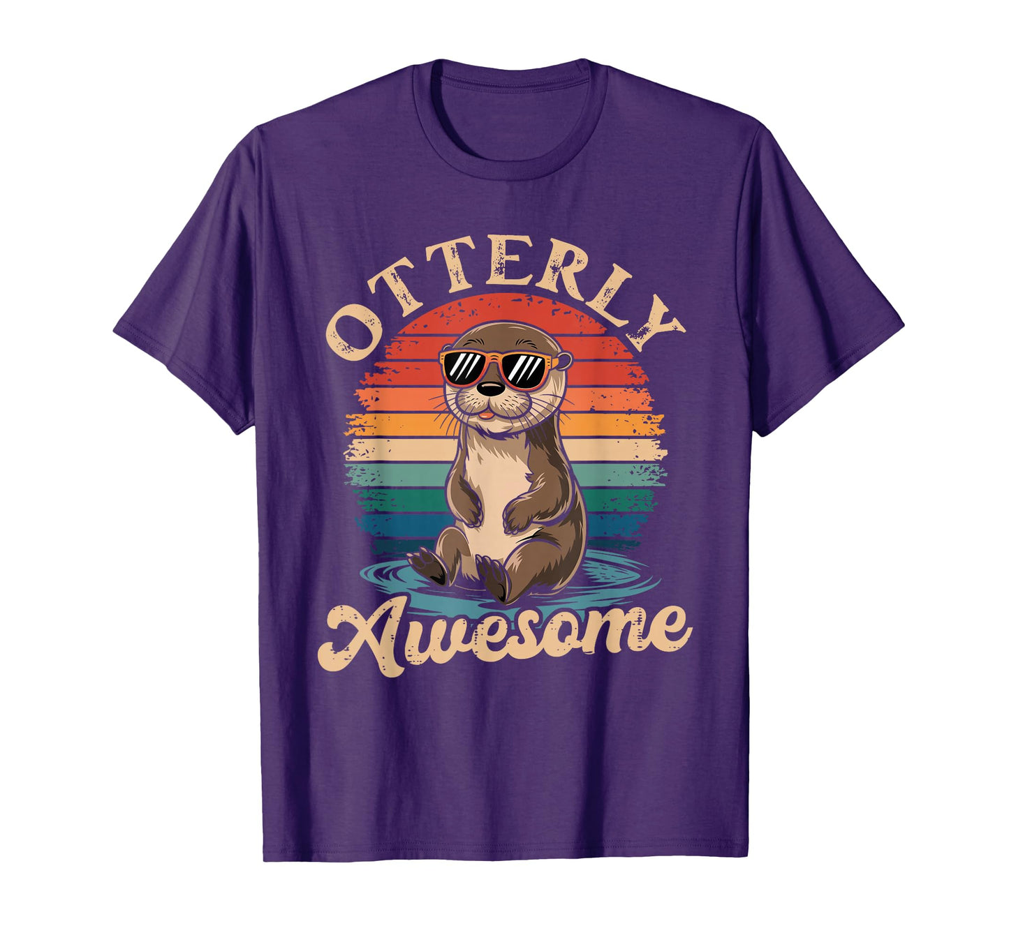 Otterly Awesome Funny Otter Sea Animal Retro T-Shirt