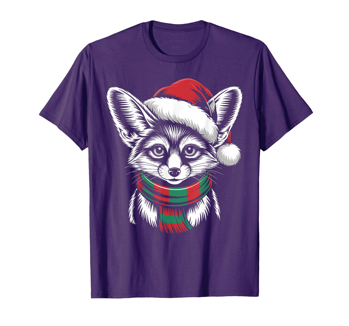 Fennec Fox Xmas Santa Hat Scarf Christmas Costume T-Shirt