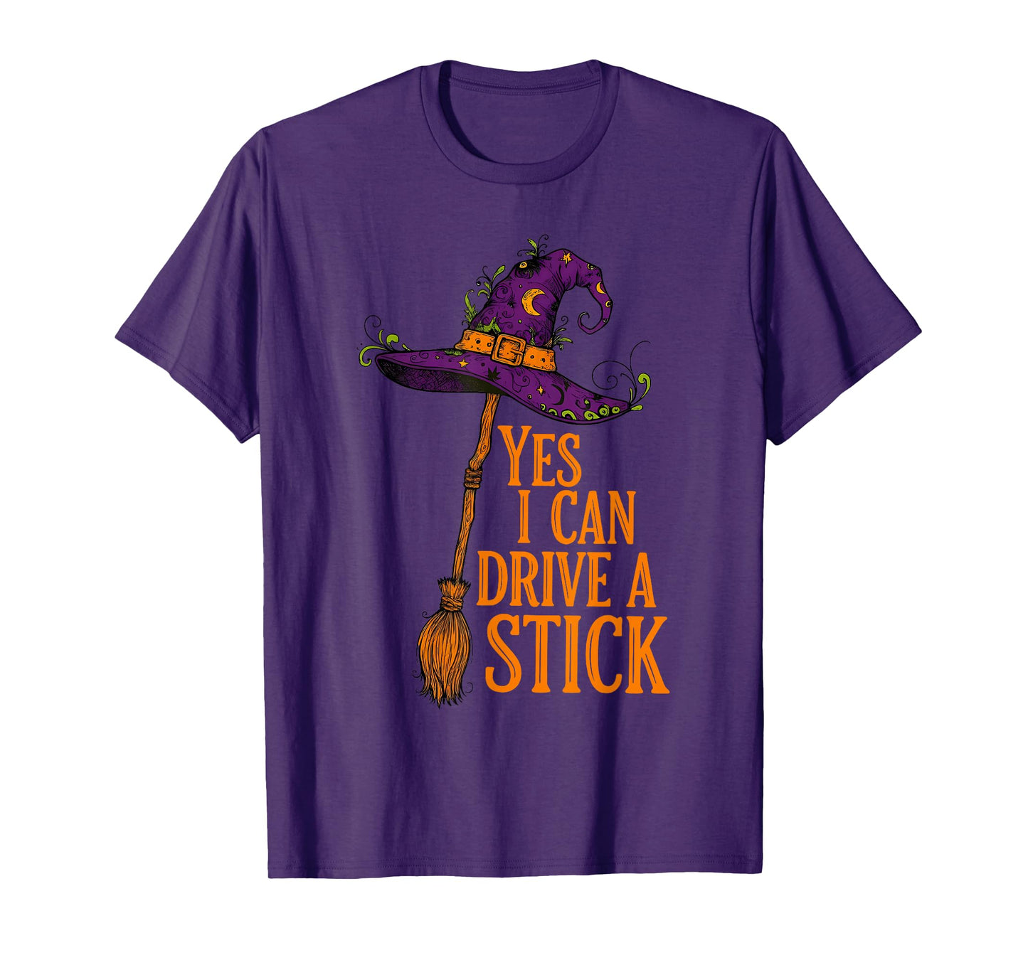Yes I Can Drive A Stick Funny Halloween Spooky Witch T-Shirt