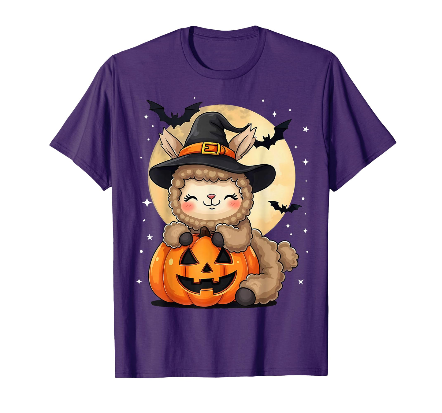 Halloween Llama Witch Hat Pumpkin Spooky T-Shirt