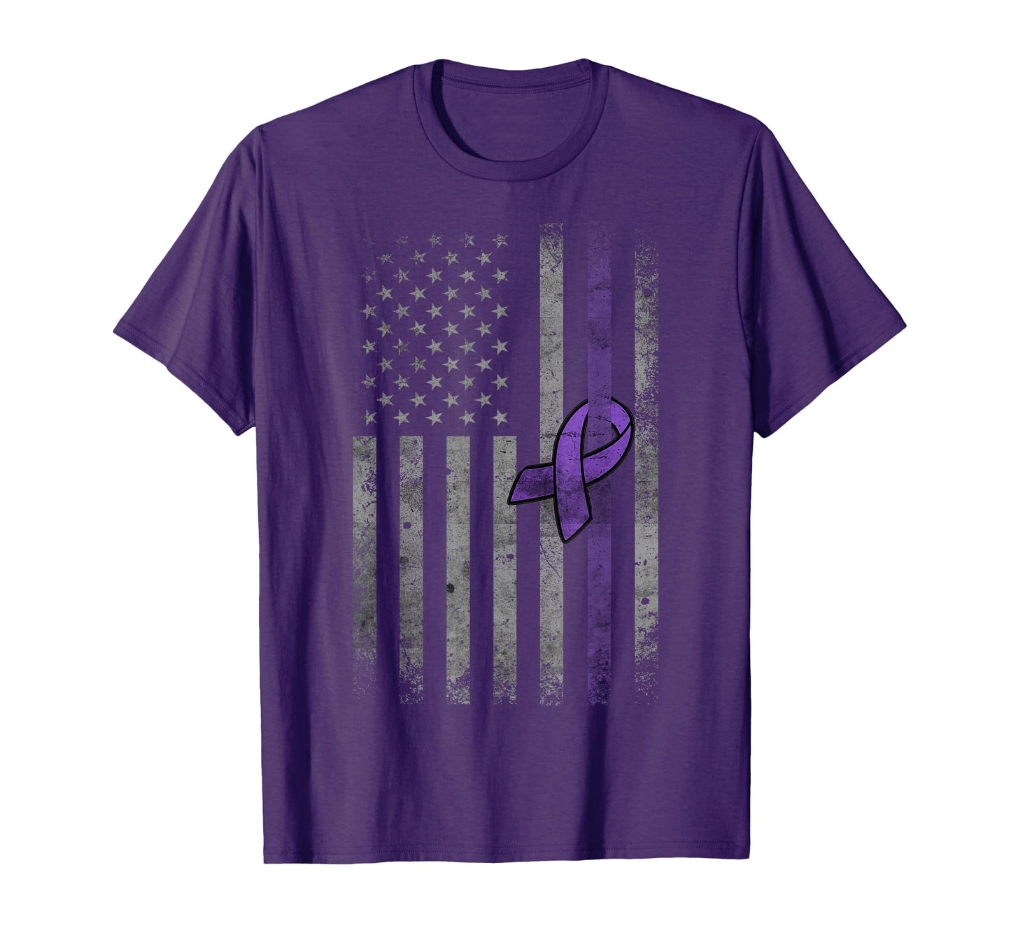 Vintage American Flag Pancreatic Cancer Awareness T-Shirt