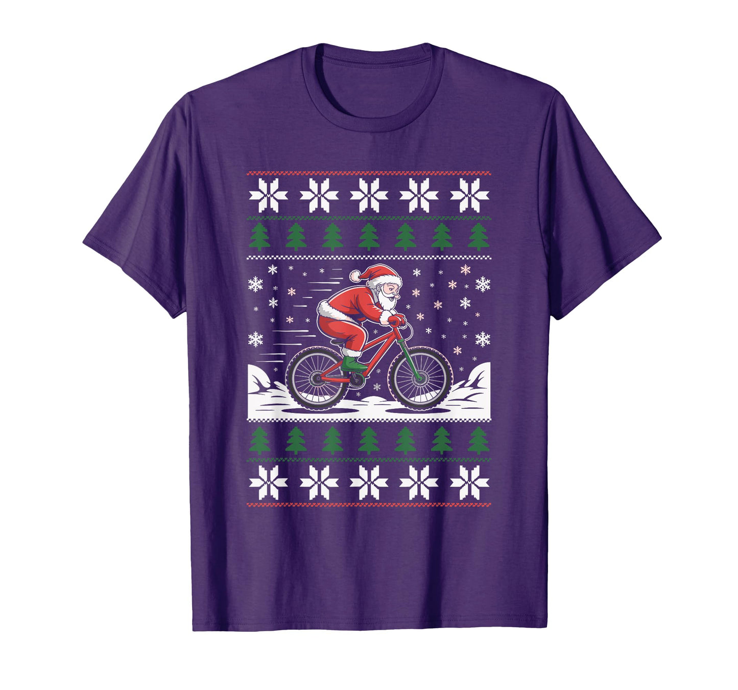 Santa Claus Mountain Bike Ugly Christmas Sweater MTB T-Shirt