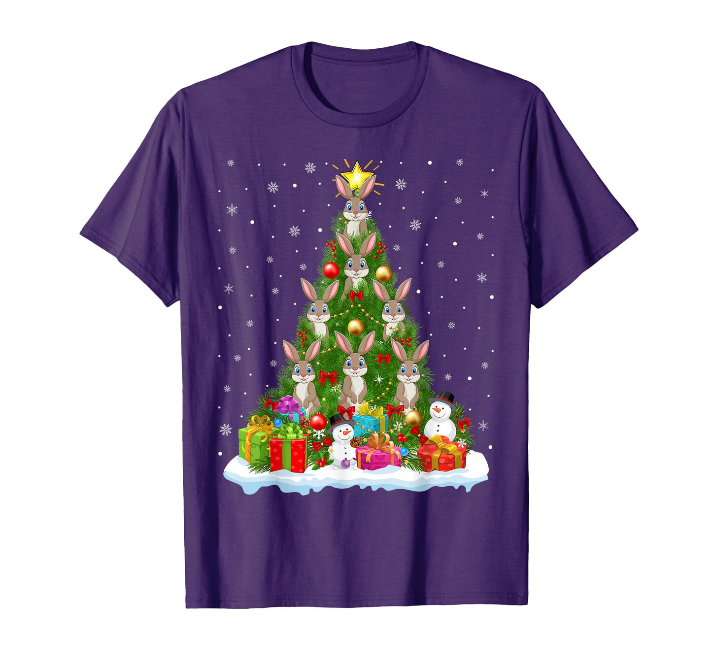 Rabbit Bunny Christmas Tree Holiday Decor Funny Xmas Lights T-Shirt