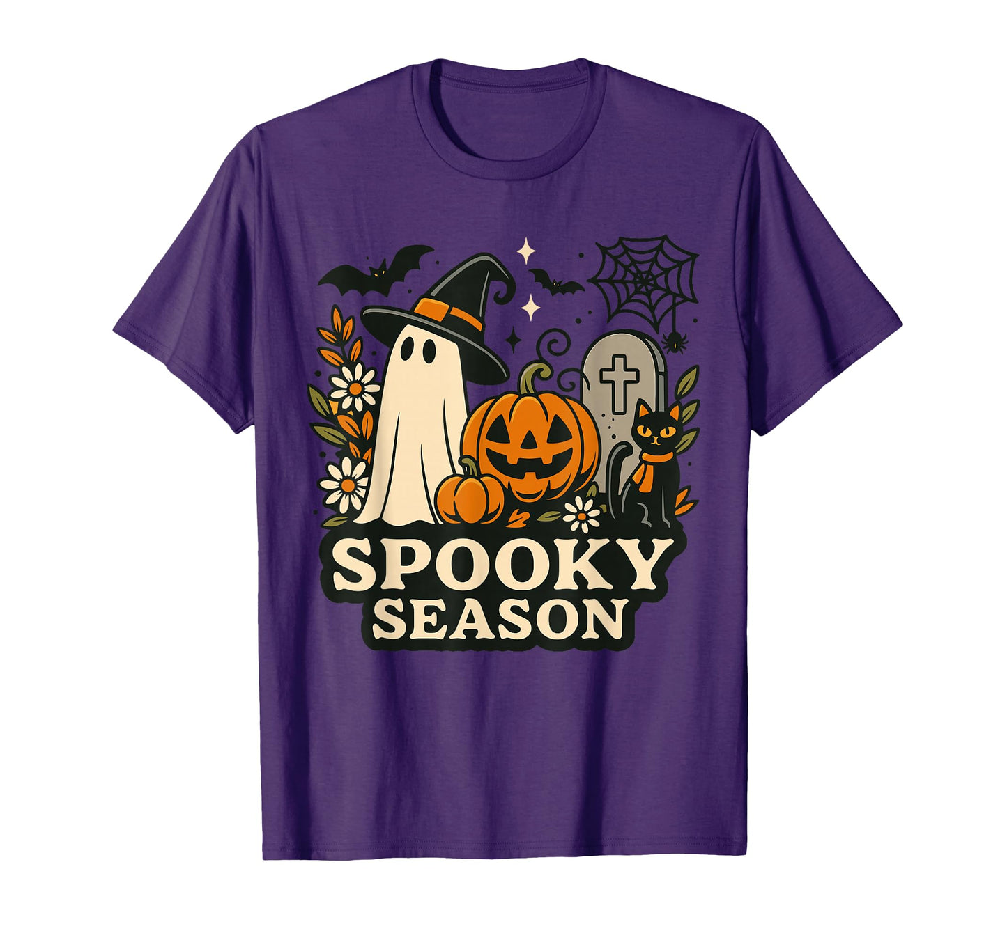 Vintage Spooky Season Shirt, Halloween Ghost Pumpkin Cat T-Shirt