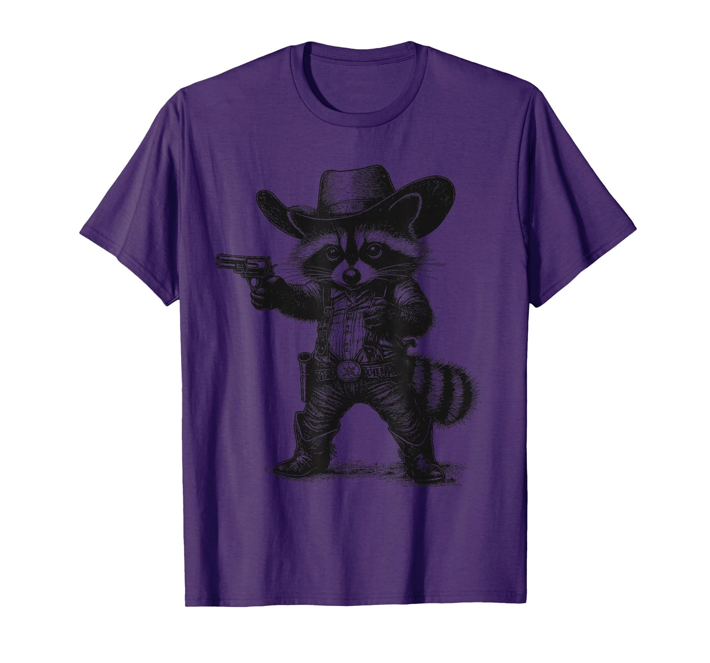 Raccoon Cowboy Hat Funny Western Cute Raccoon Lover Vintage T-Shirt