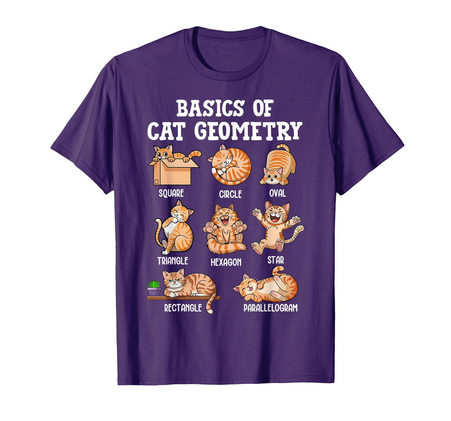 Cat Geometry Math Funny Cat Men Women Kids Teen Girls Boys T-Shirt