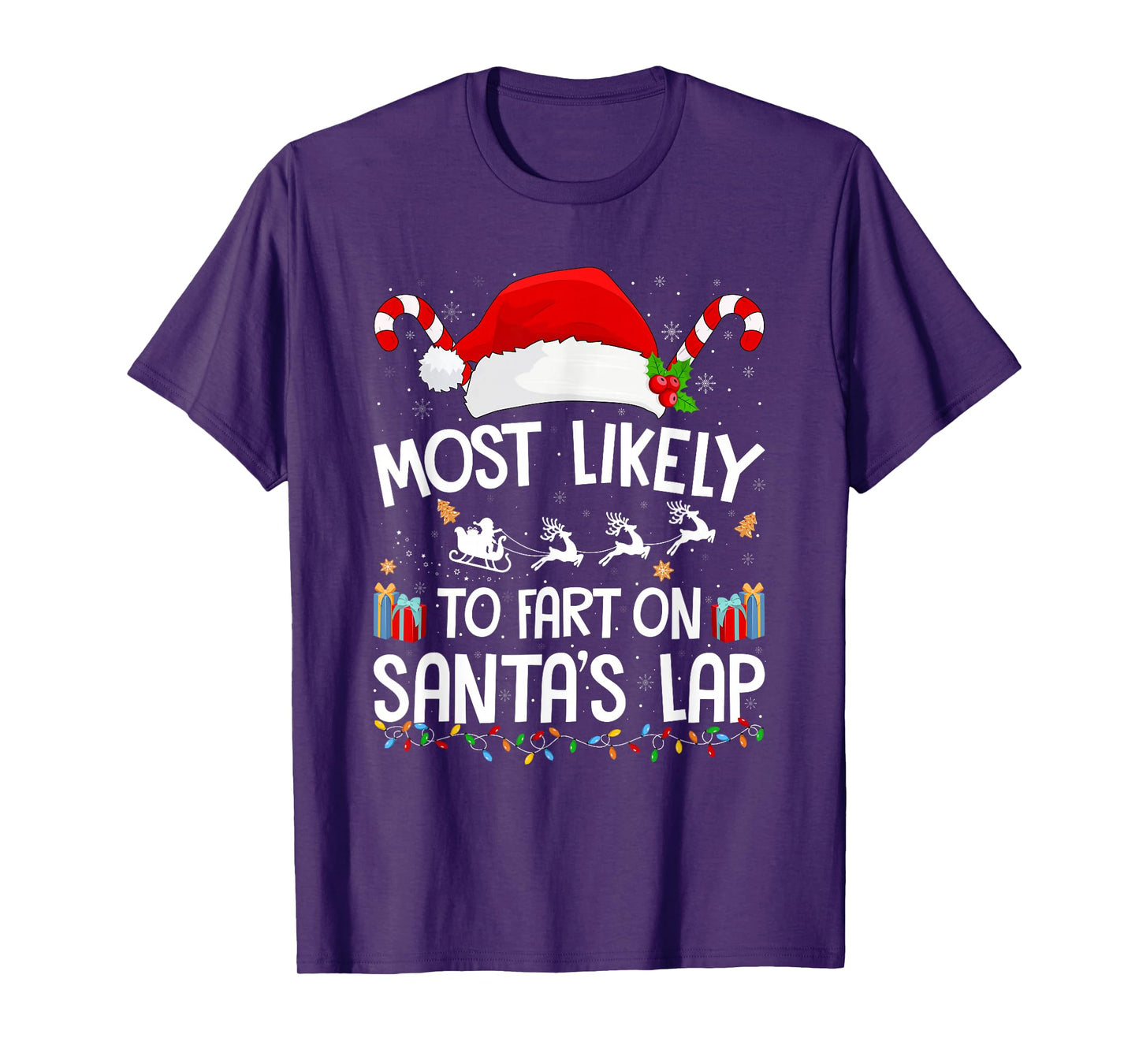 Most Likely to Fart On Santa's Lap Family Christmas Pajamas T-Shirt