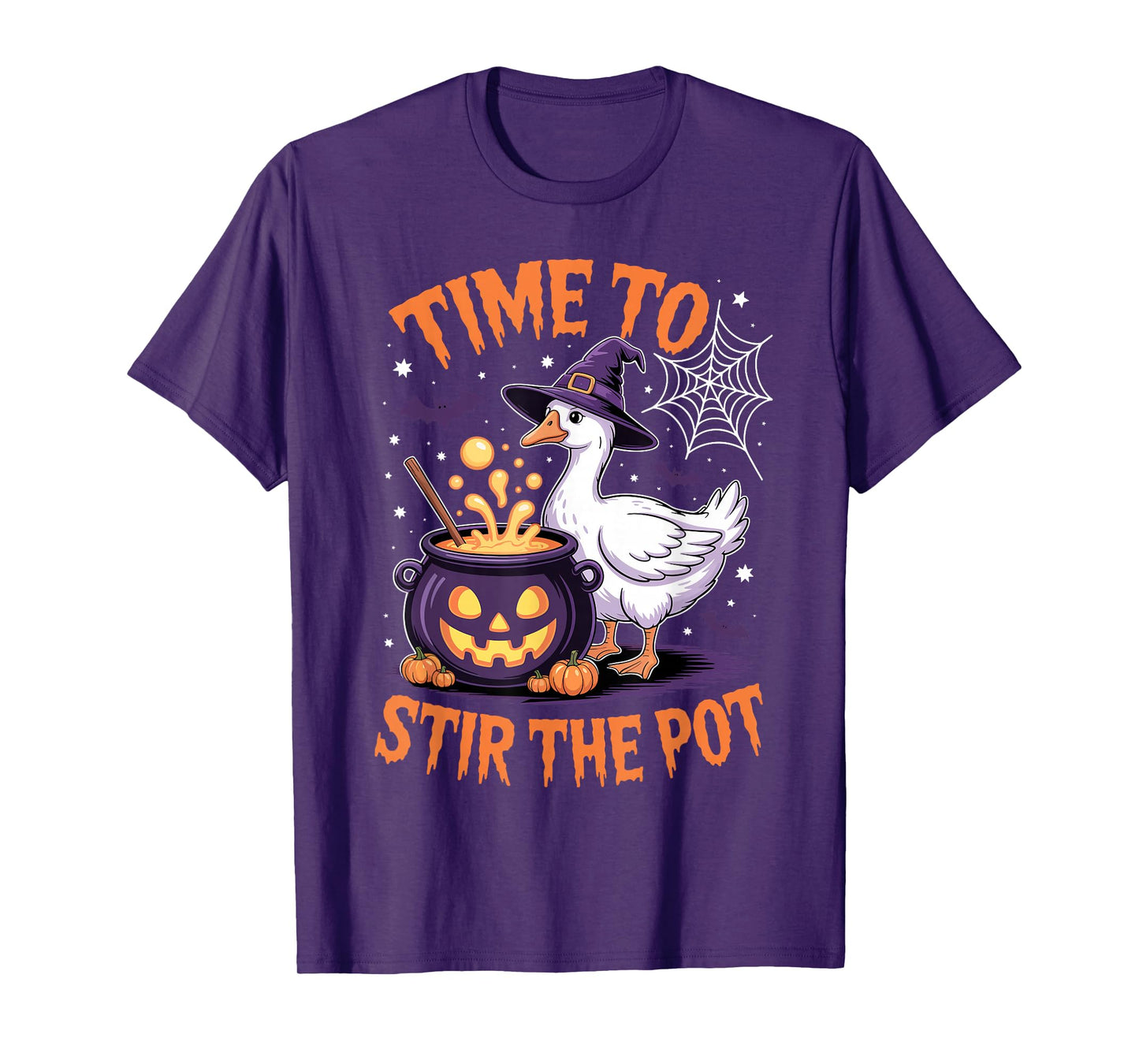 Time to Stir The Pot Funny Halloween Goose Witch Women Men T-Shirt