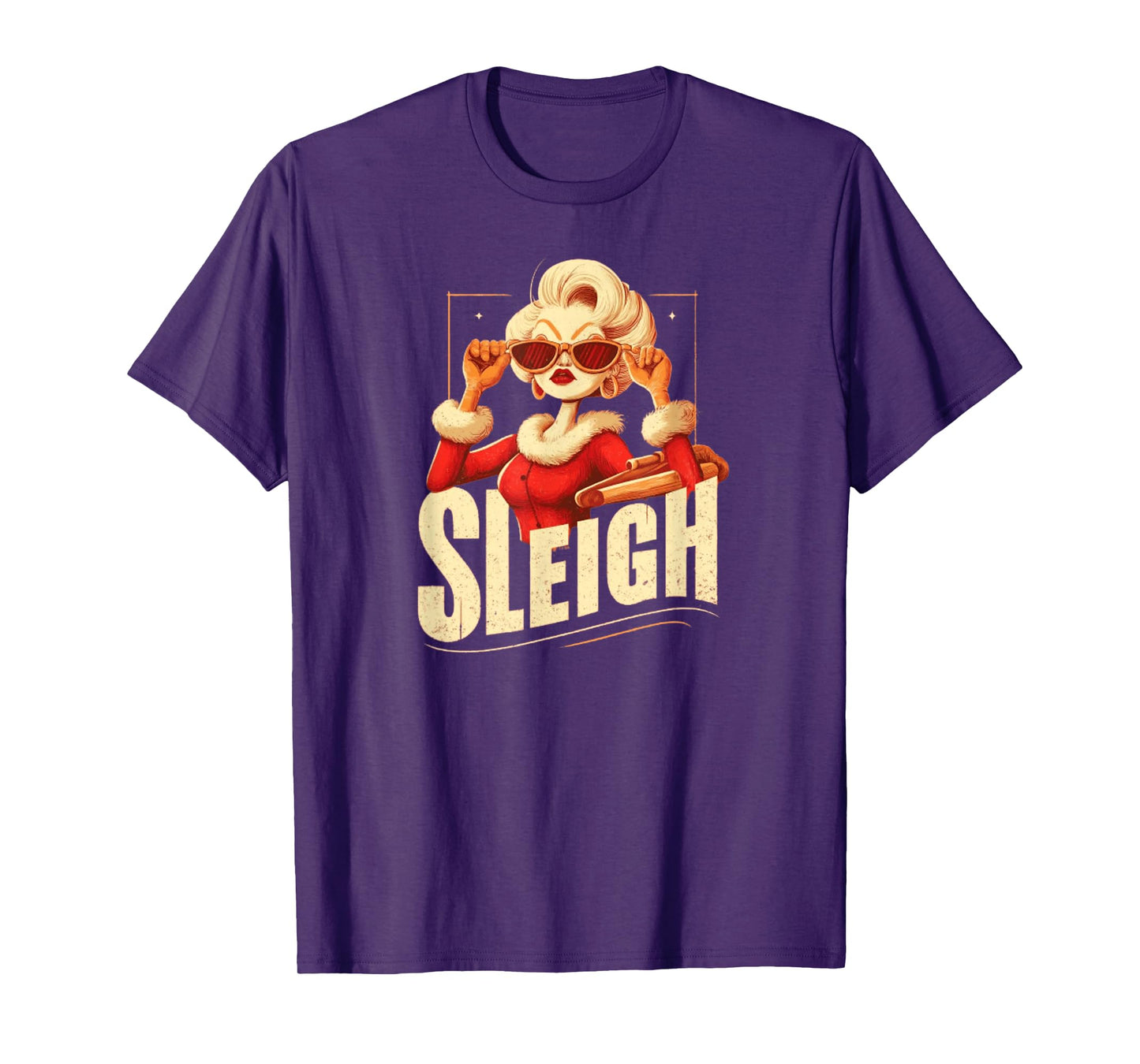 Sleigh (Slay) Queen Retro Mrs Claus Funny Christmas T-Shirt