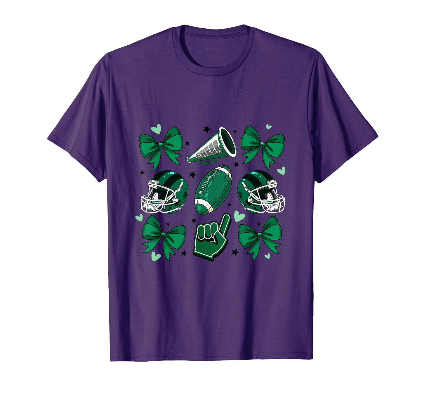 Football Cheer Mom Sister Coquette Bow Game Day Green Women T-Shirt