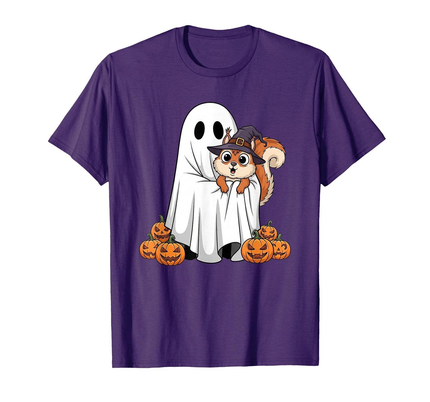 Funny Ghost Squirrel Pumpkin Halloween Kids Mens Womens T-Shirt