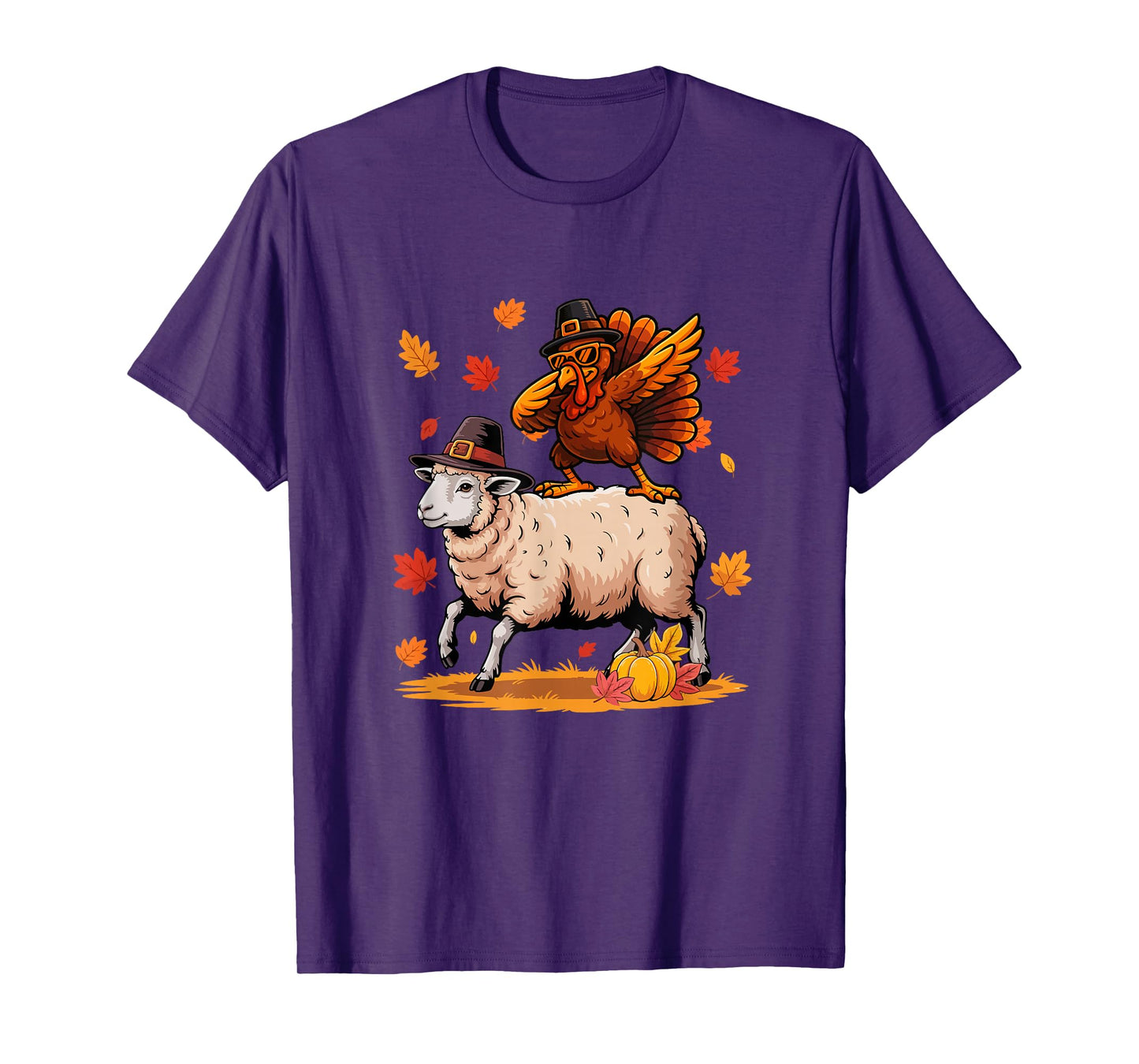 Dabbing Turkey On Sheep Thanksgiving Autumn Pilgrim Farmer T-Shirt