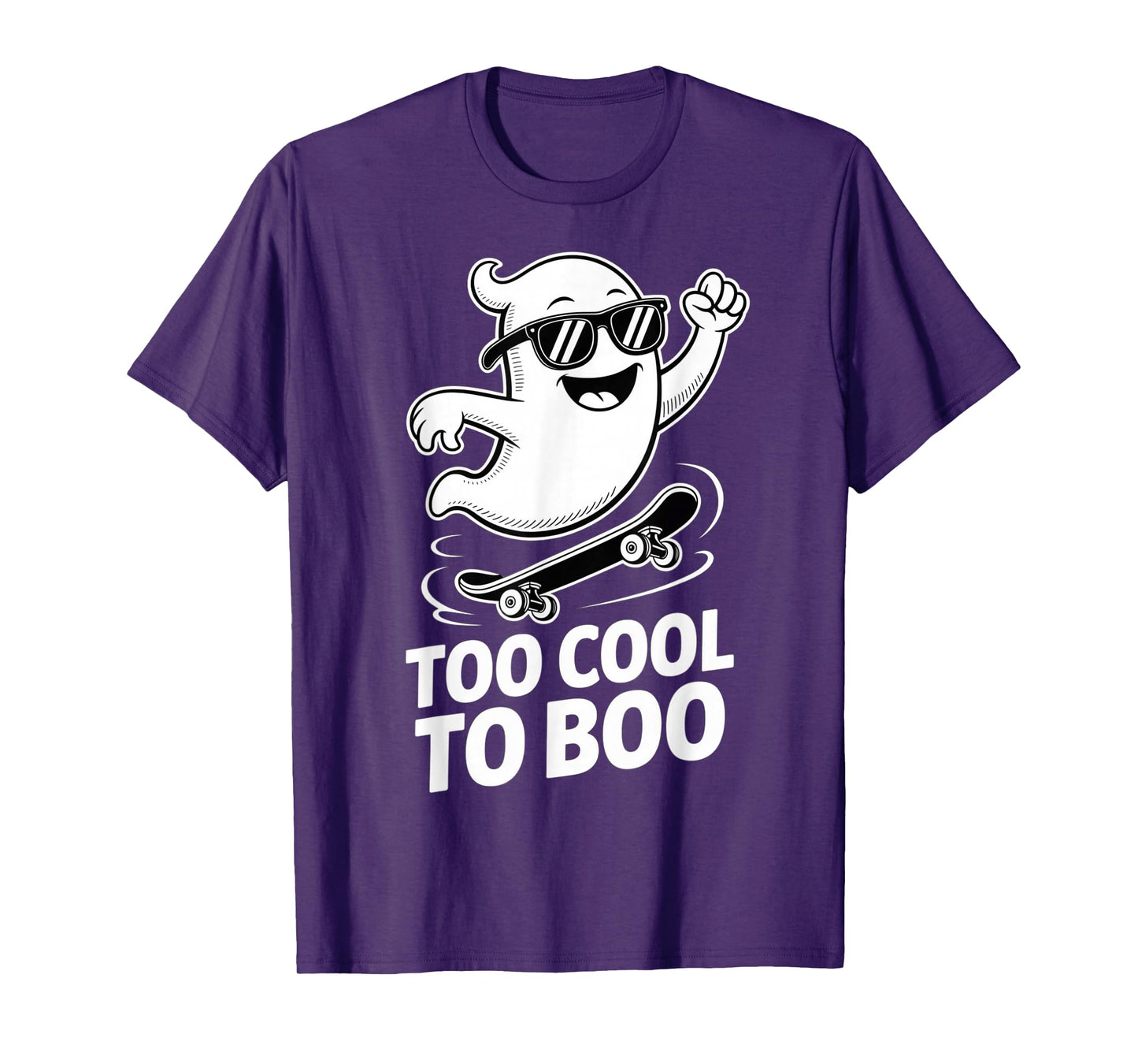 Funny Ghost On Skateboard Retro Halloween Costume Kids Boys T-Shirt