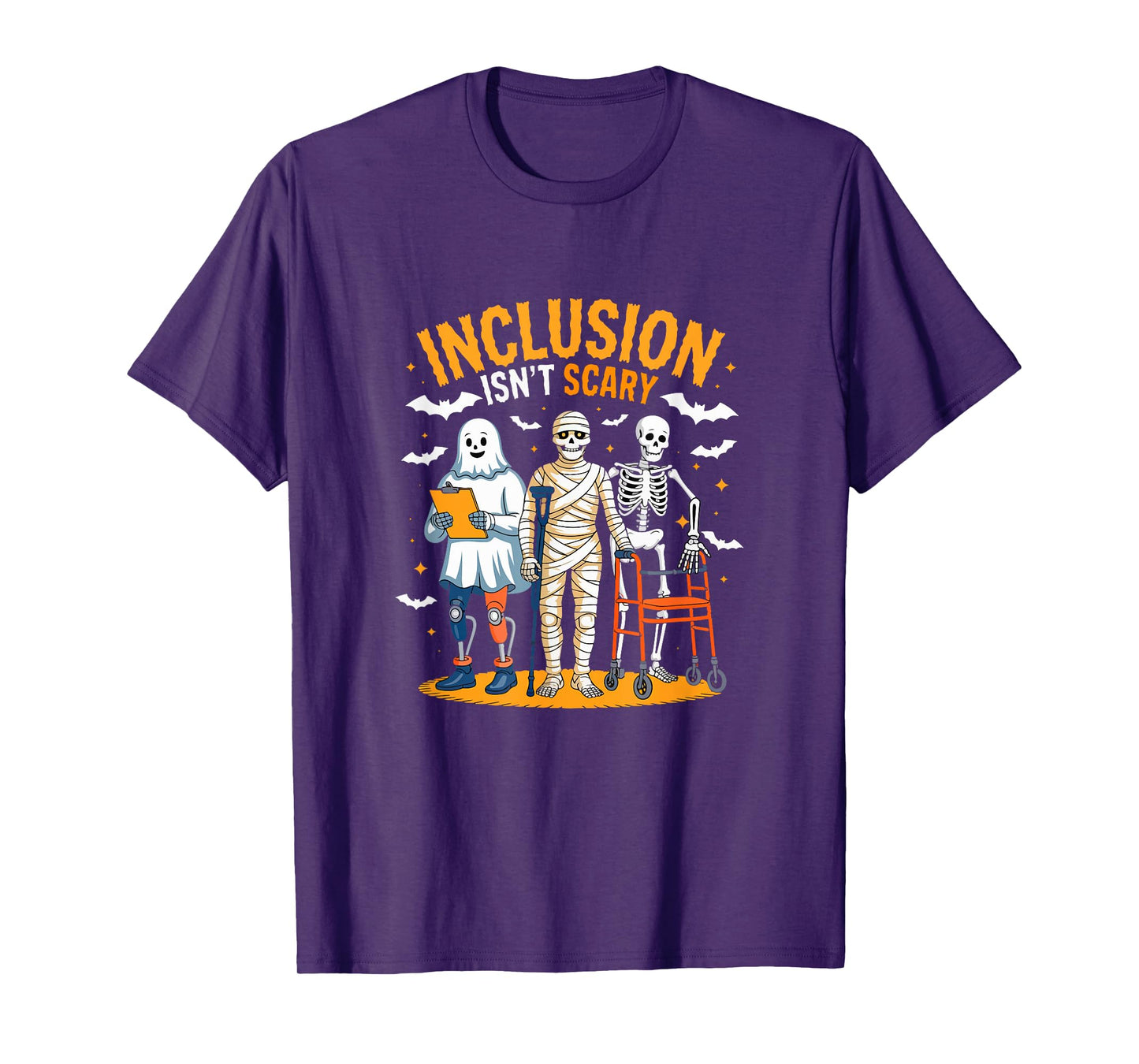 Inclusion Isn't Scary Halloween Boo Skeleton Sped Teacher T-Shirt