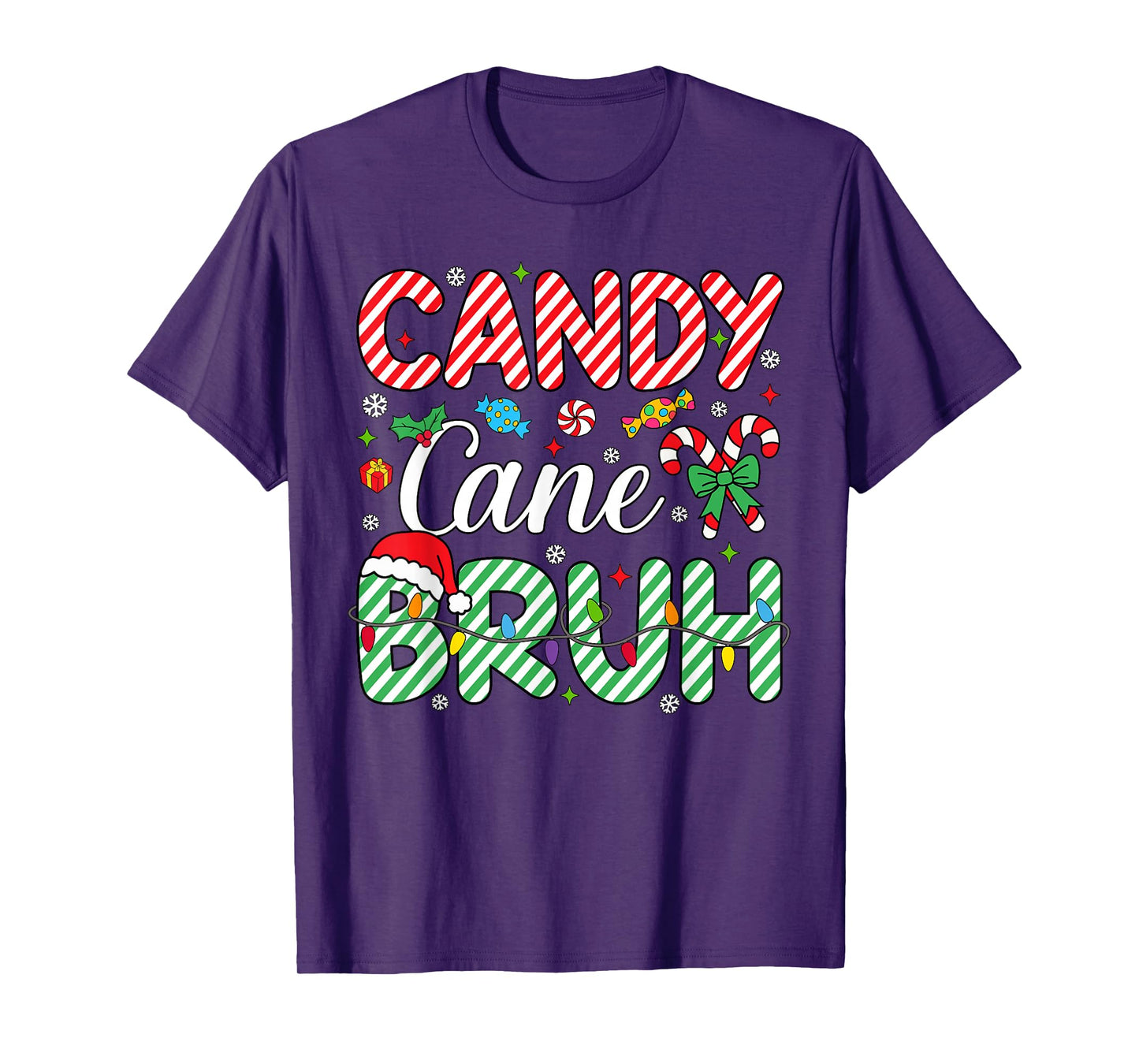 Candy Cane Bruh Christmas Love Candy Boys Girls Kids Xmas T-Shirt