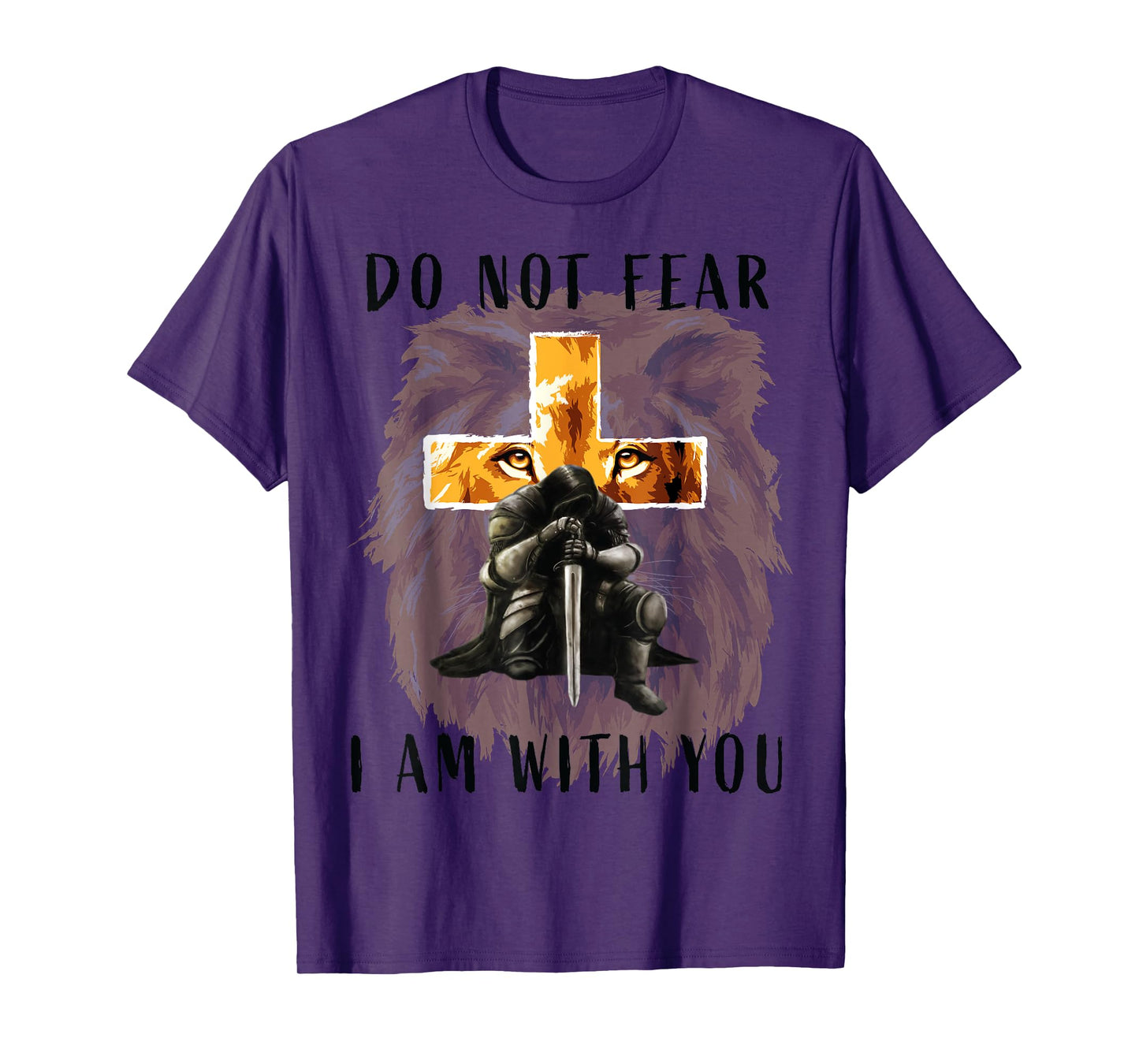 Christian Bible Verse Men Lion Faith Fear Religious T-Shirt