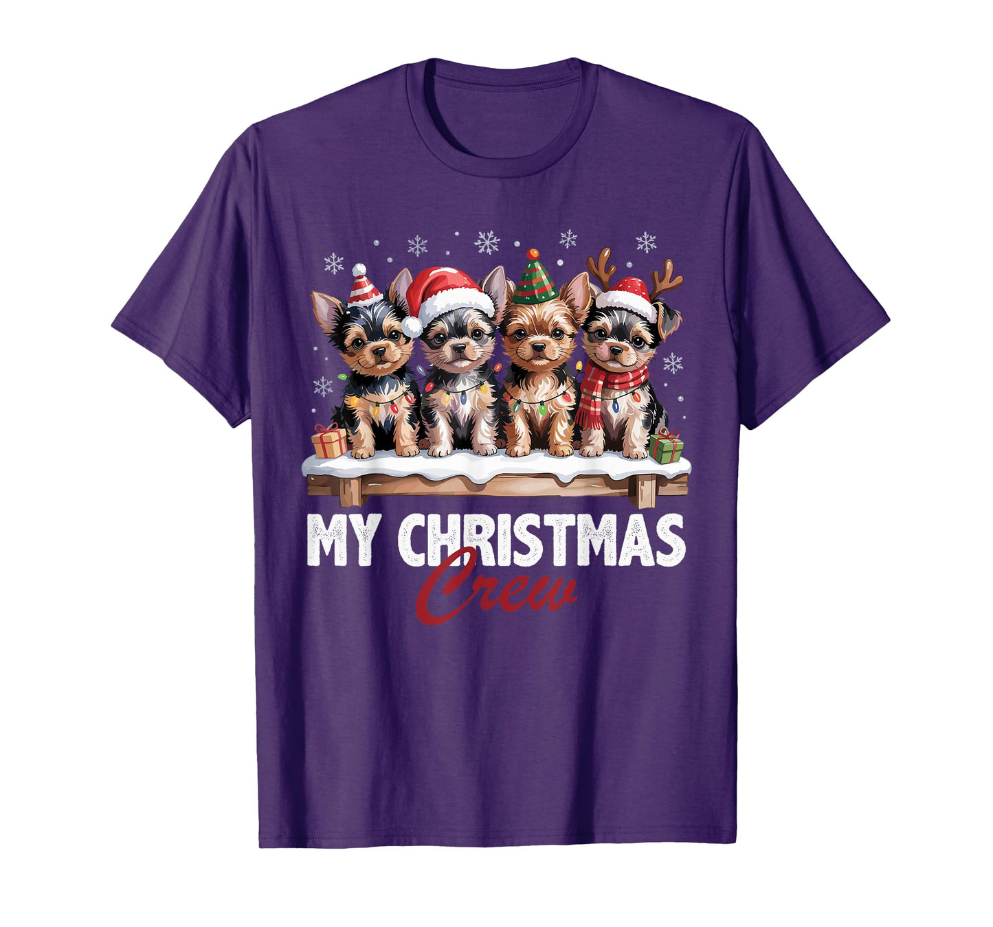 Yorkshire Terrier Christmas Crew Funny Dog Lovers Holiday T-Shirt