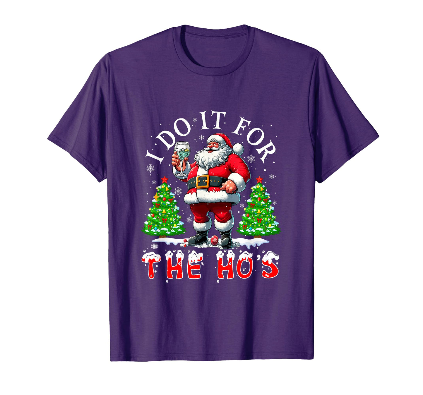 I Do for The Ho's Christmas Funny Joke Santa Drinking Gin T-Shirt