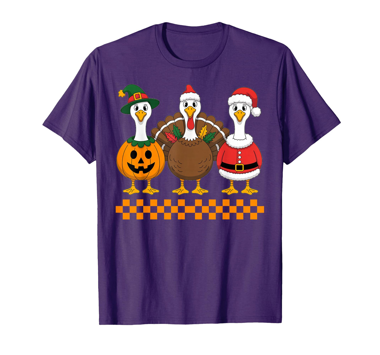 Happy Hallothanksmas Fall Season Cute Christmas Santa Turkey T-Shirt