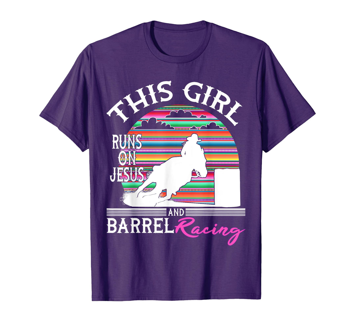 Serape Horse Barrel Racing This Girl runs on Jesus Rodeo T-Shirt