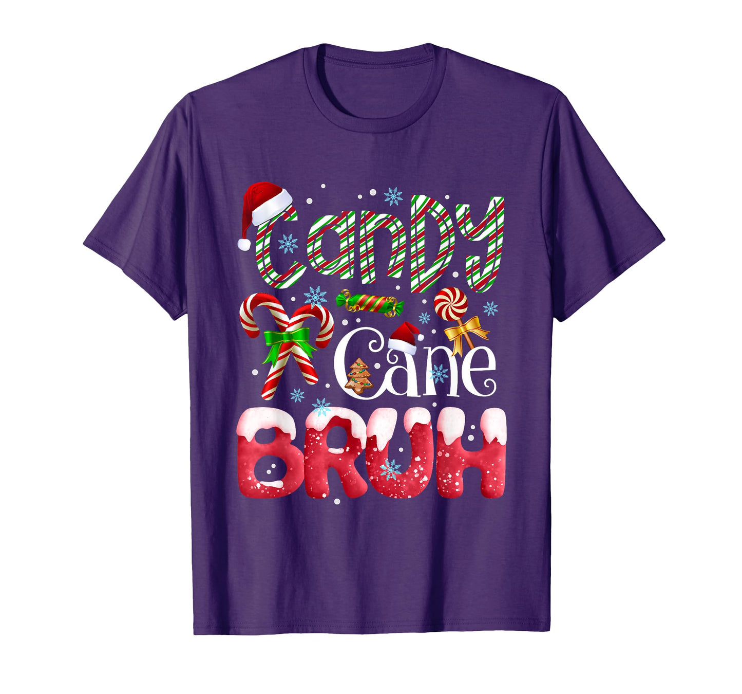 Candy Cane Bruh Christmas Santa Claus Xmas Matching Family T-Shirt