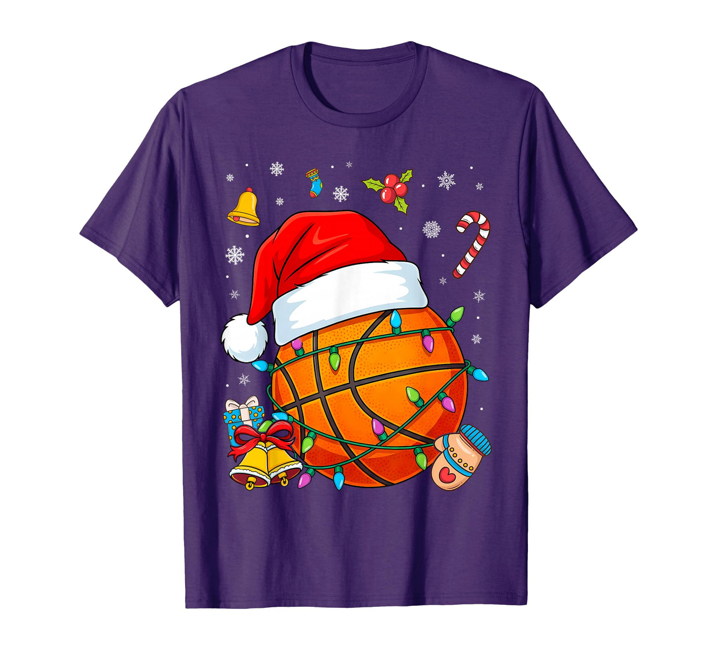 Christmas Basketball Santa Snow T-Shirt