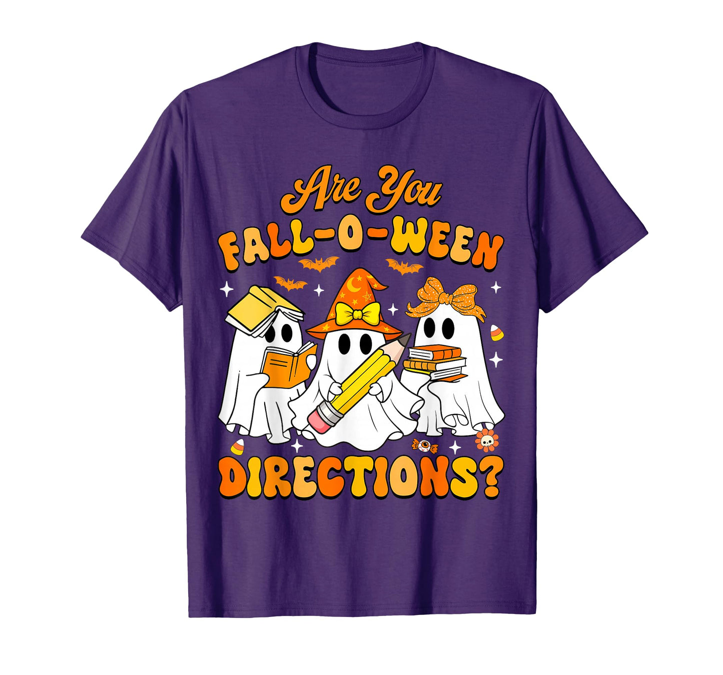 Groovy Halloween are You Fall O Ween Directions Teacher Kids T-Shirt
