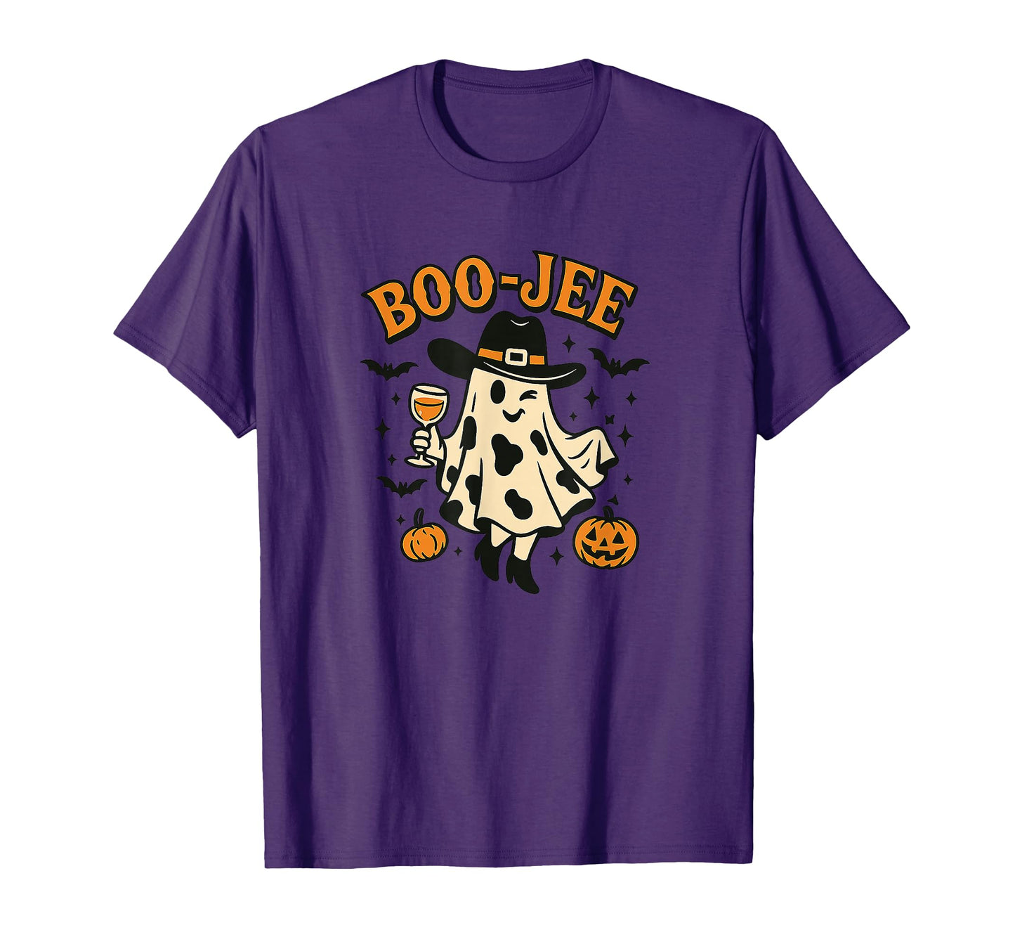 Funny Boujee Ghost Halloween Boo-JEE Wine Party Design T-Shirt
