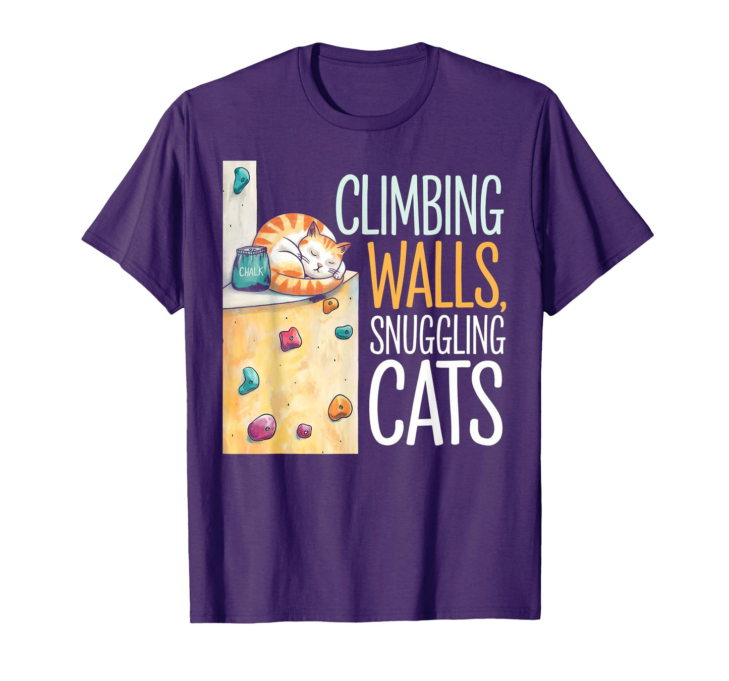 Funny Bouldering Cat – Rock Climbing & Cat Lover Design Men Women Kids T-Shirt