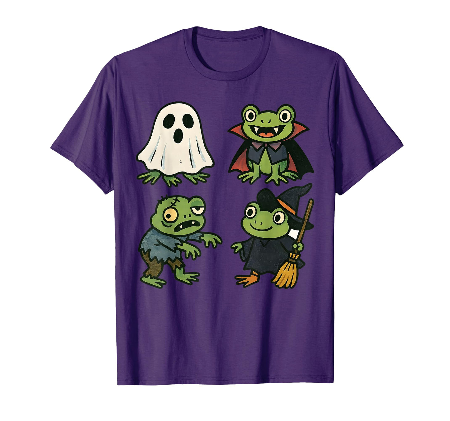 Frog Spooky Witch Boo Zombie Cute Frog Halloween Boys Girls T-Shirt