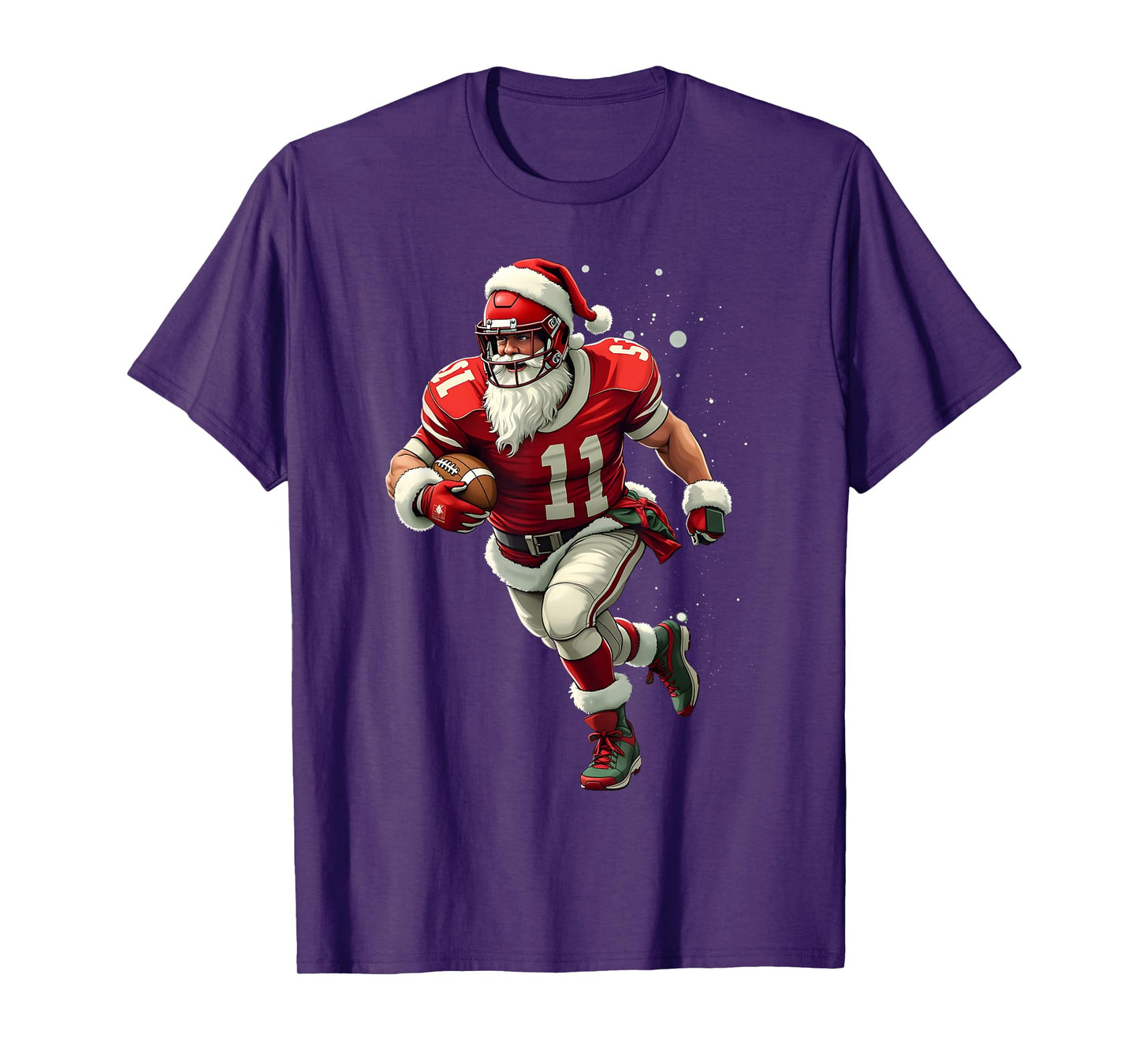 Santa Sports Christmas Football Player For Men Boys T-Shirt