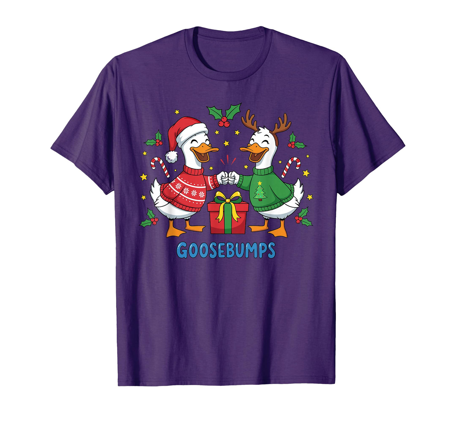 Funny Christmas Goose Santa Hat Goosebumps Bumps X-Mas T-Shirt
