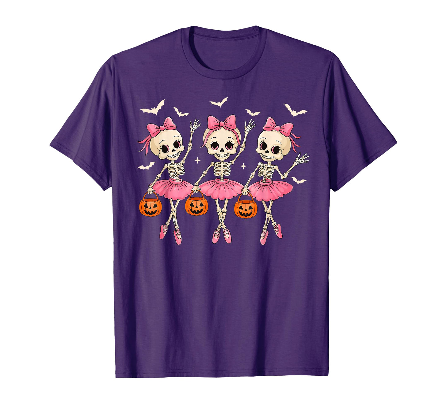 Cute Ballet Dancing Skeleton Halloween Girls Kids Toddlers T-Shirt
