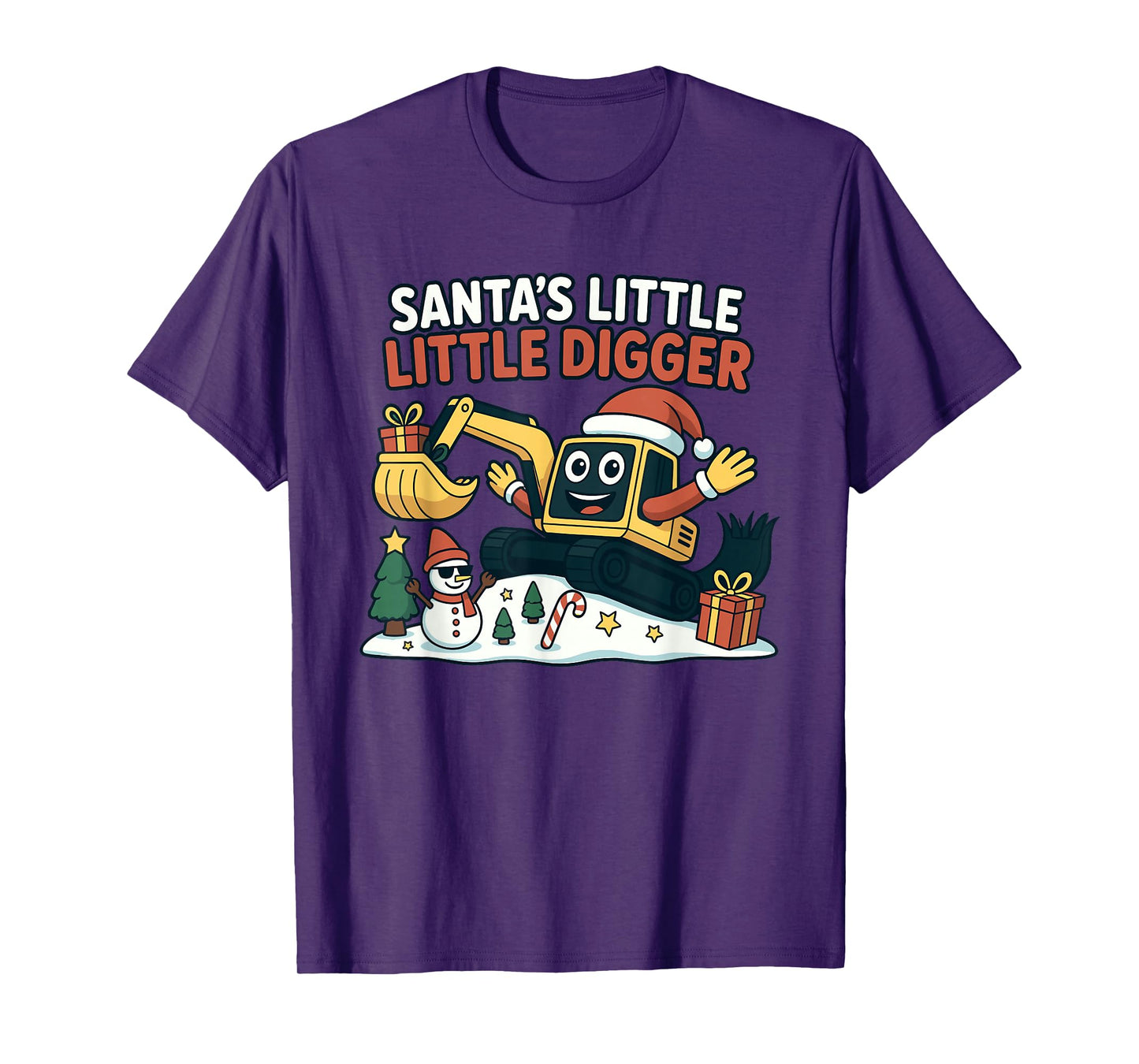 Christmas Santa Excavator Holiday Digger Design T-Shirt
