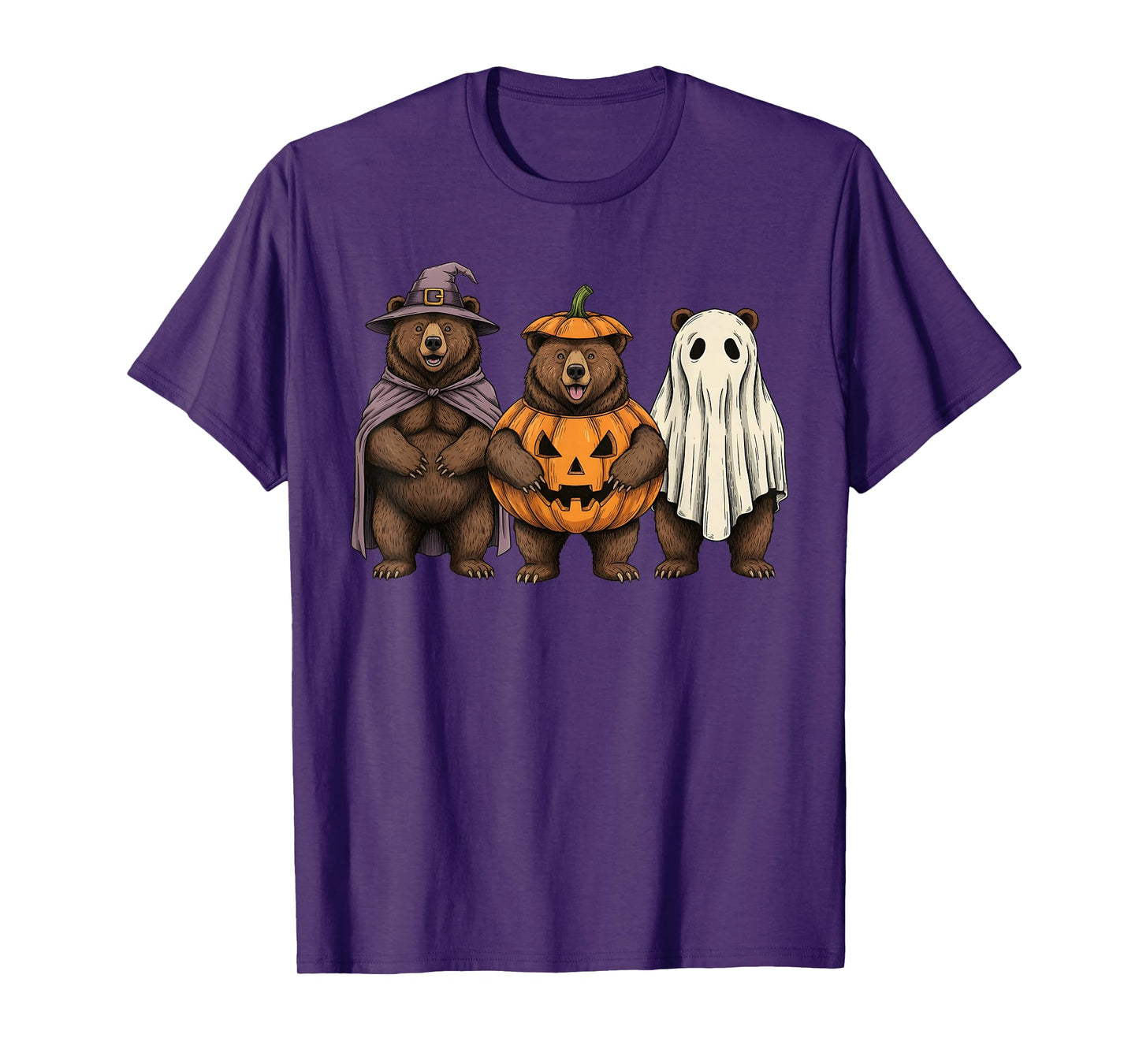 Spooky Ghost Grizzly Bear Lover Pumpkin Halloween T-Shirt
