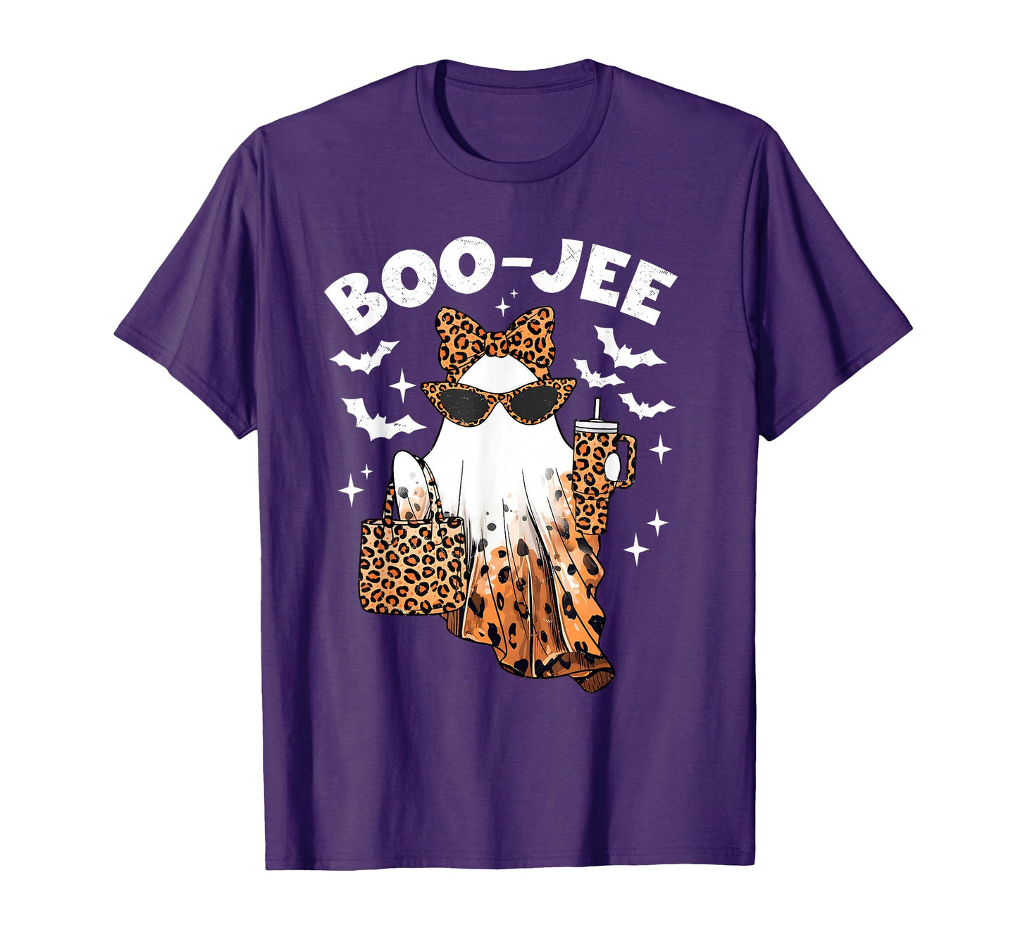 Coquette Leopard Ghost Coffee Boo-JEE Halloween Boujee Ghost T-Shirt