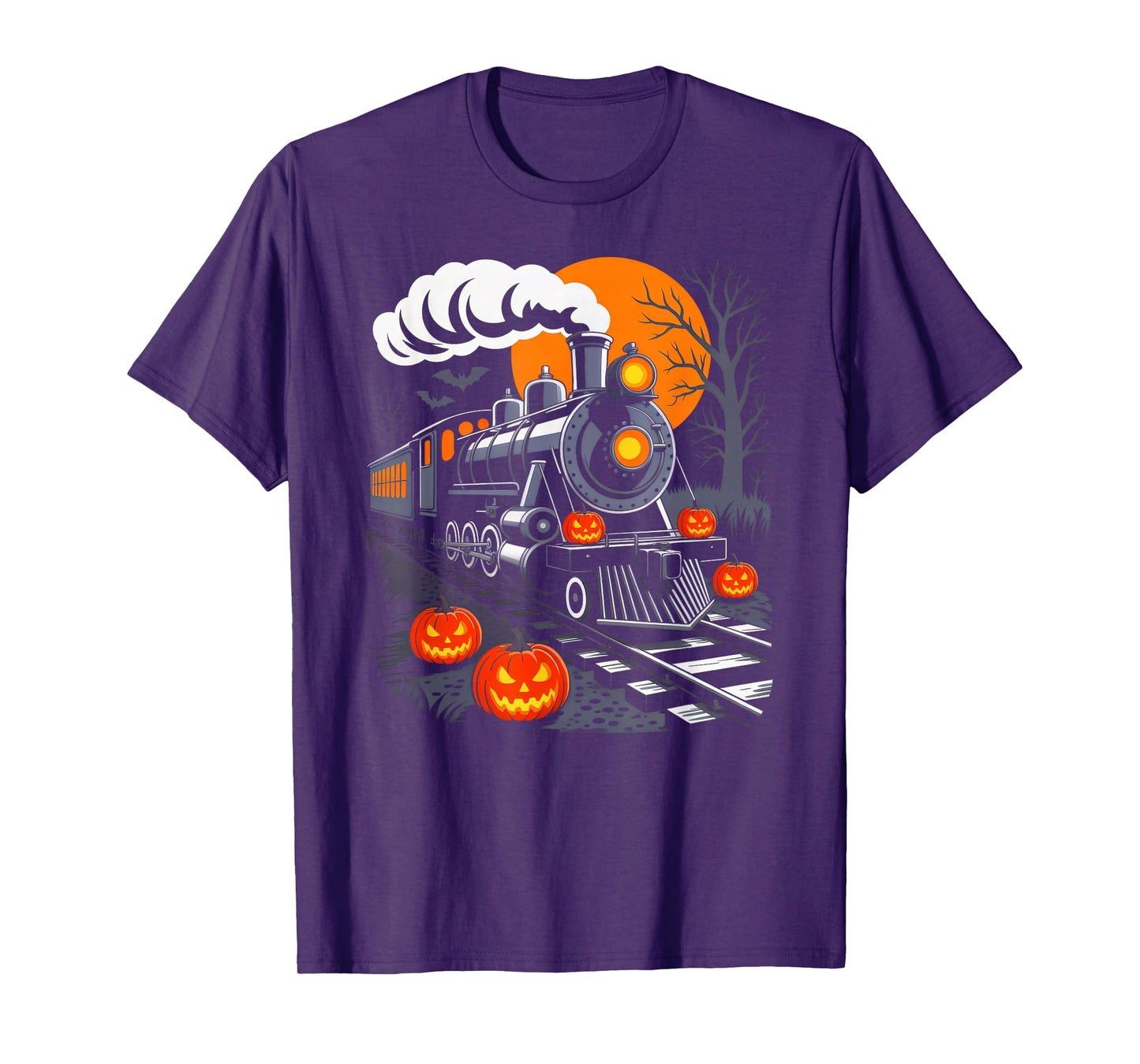 Funny Halloween Train Pumpkin Costume Train Lover Railroad T-Shirt