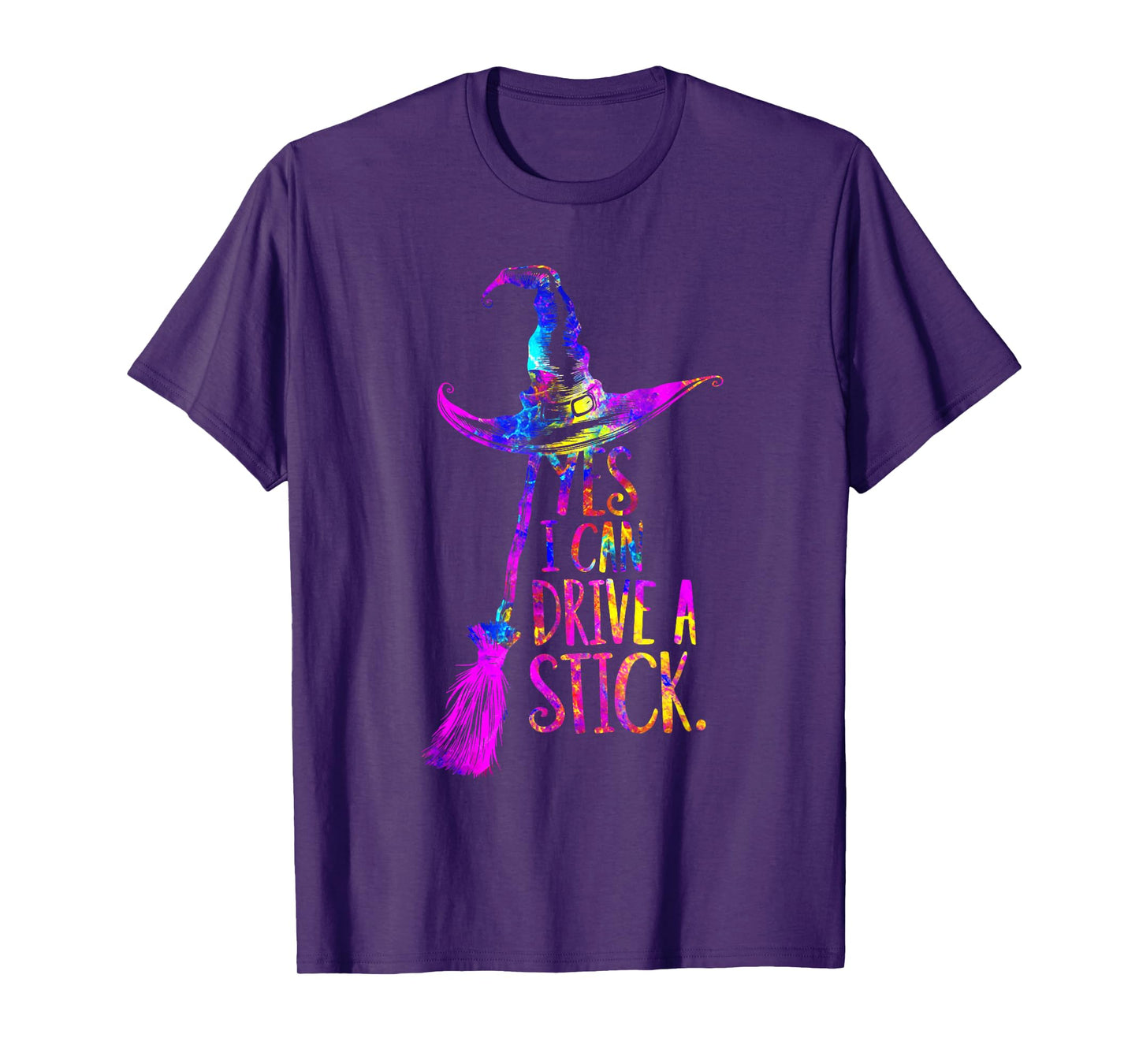 Yes I Can Drive A Stick Funny Halloween Spooky Witch Hat T-Shirt