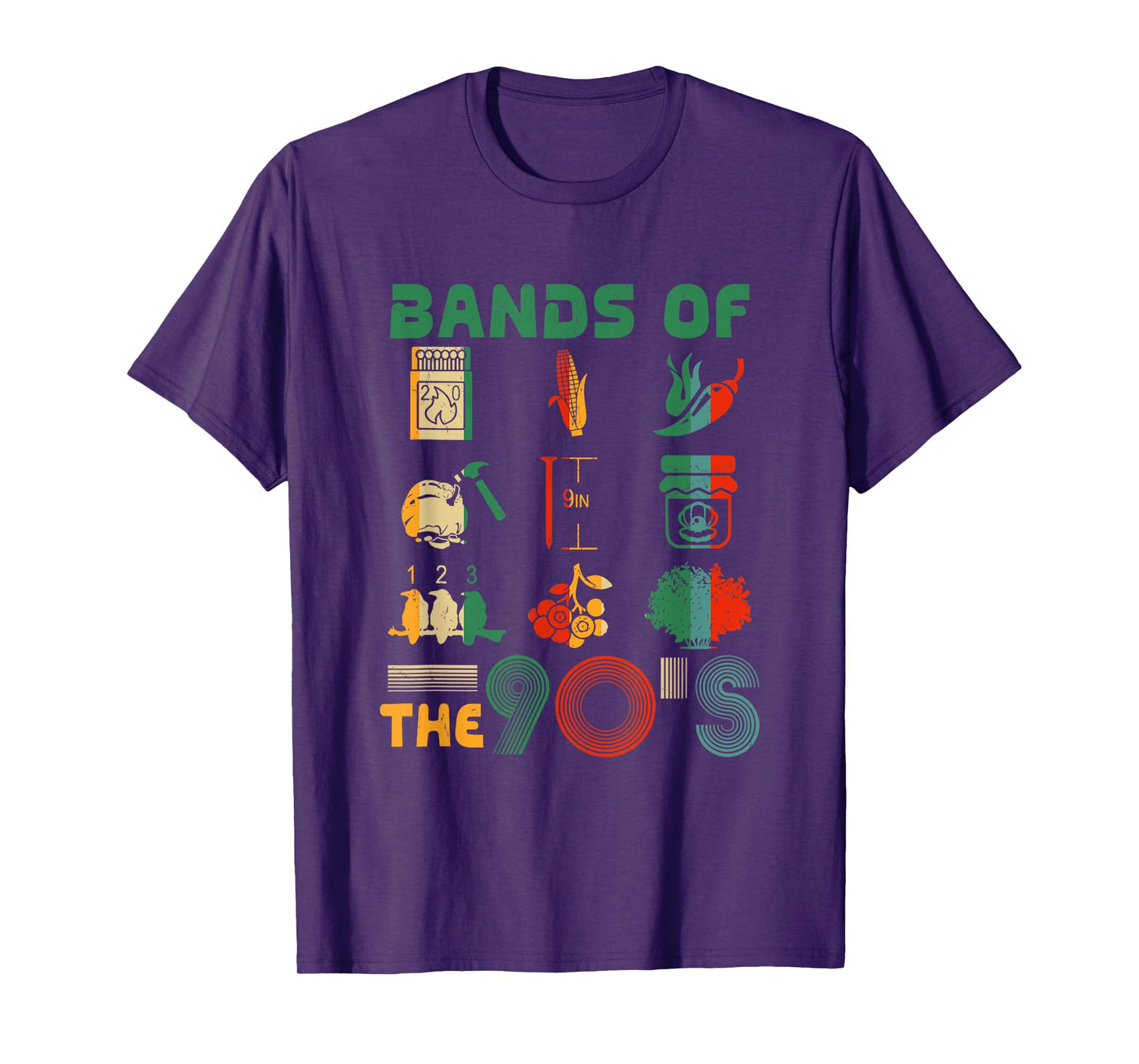 Retro Popular Music Bands of the 90s Funny Vintage Rock Band T-Shirt